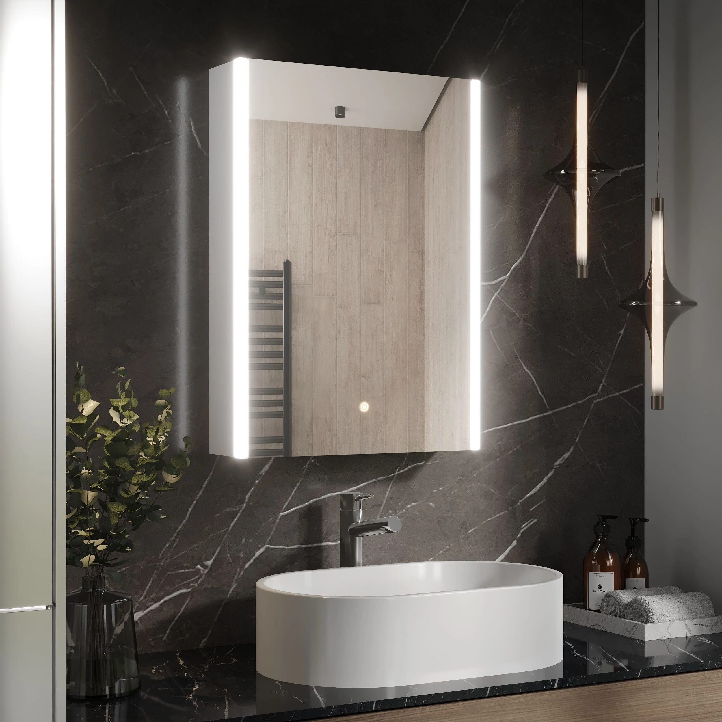 Talke 1 Door Touch Sensor Mirror Cabinet with Demister & Shaver Socket, 700 x 500mm - Image 4