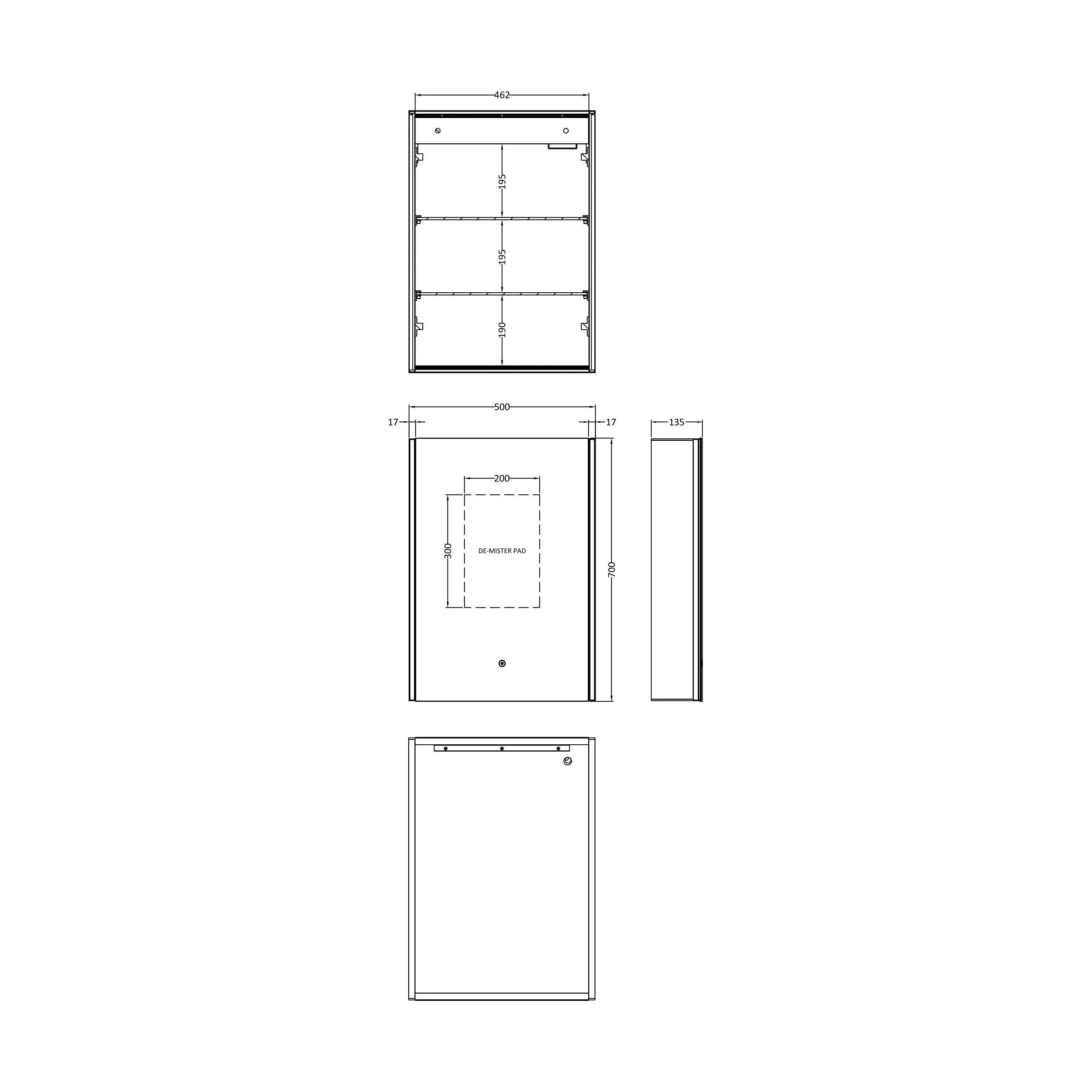 Talke 1 Door Touch Sensor Mirror Cabinet with Demister & Shaver Socket, 700 x 500mm - Image 6