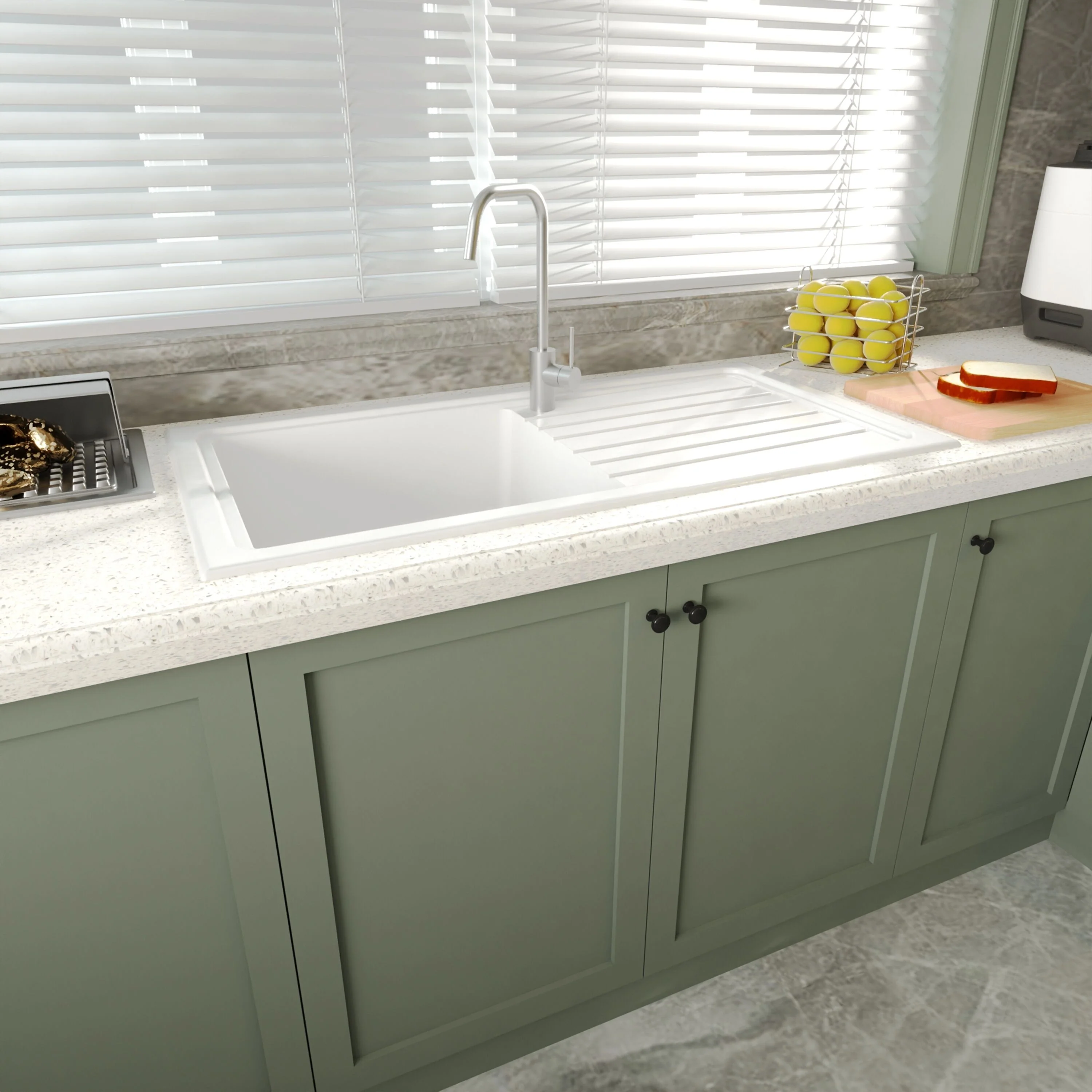 Traditional Fireclay Single Bowl Inset Kitchen Sink with Waste, 101cm - Choice of Waste Finish - Image 7