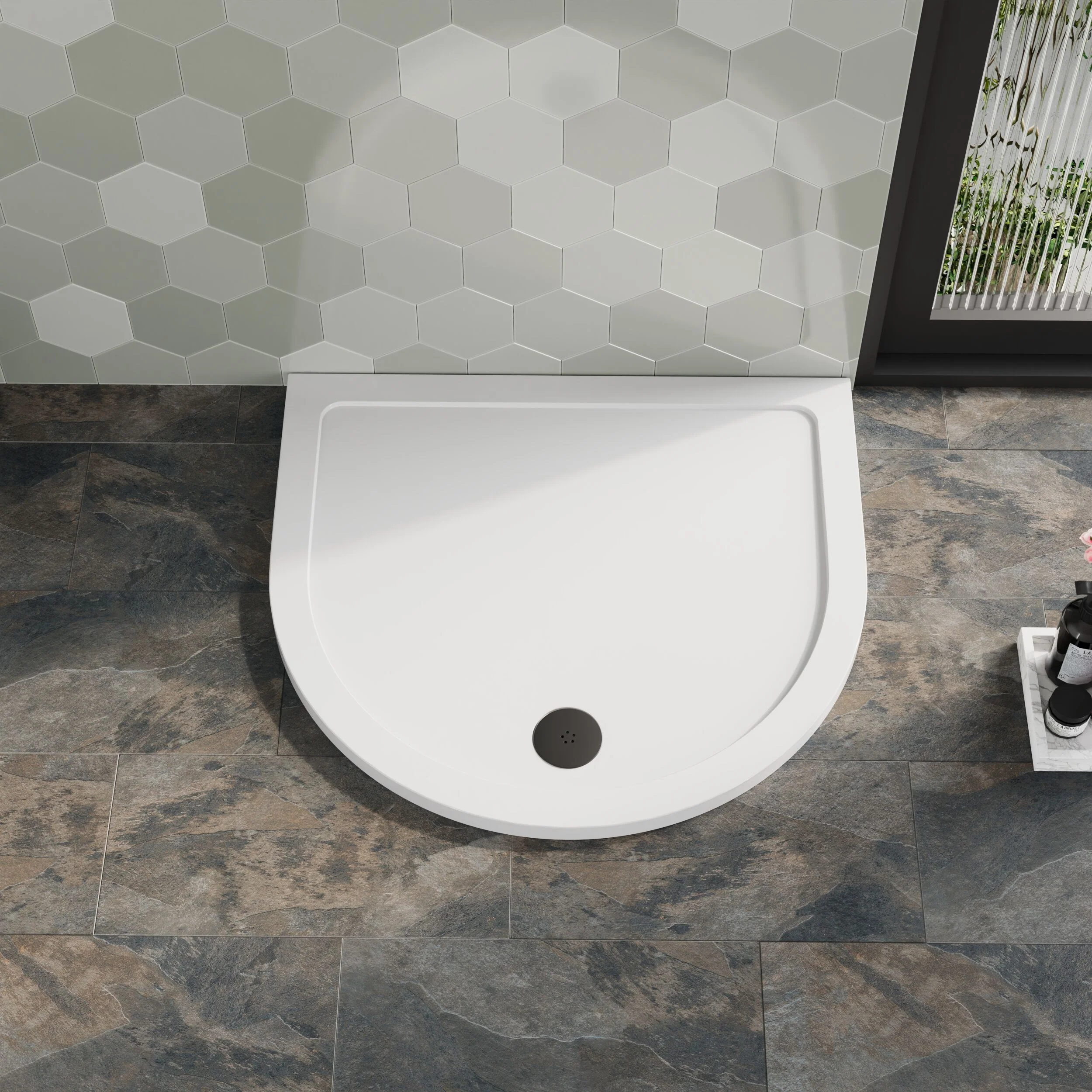 Balterley Shower Tray D Shape, 1050mm - Available in White and Slate Grey - Image 3