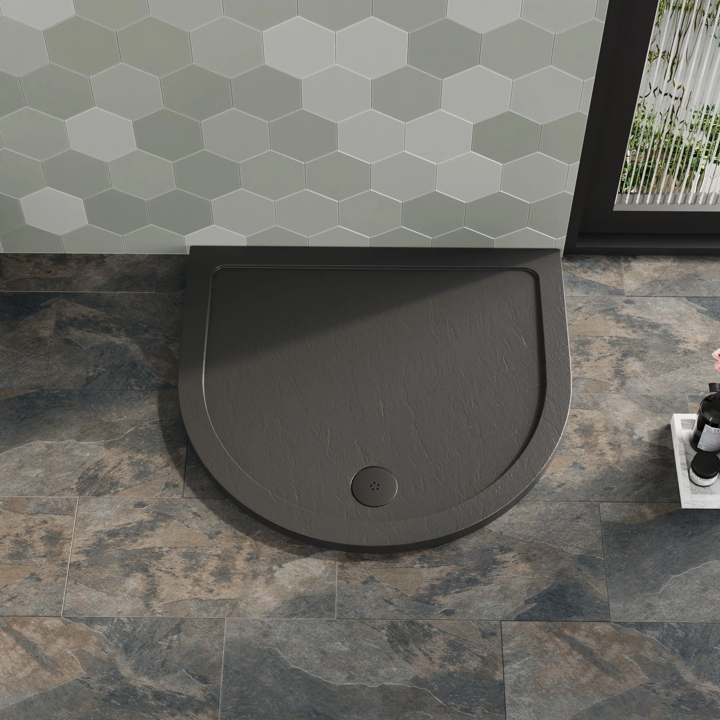 Balterley Shower Tray D Shape, 1050mm - Available in White and Slate Grey - Image 4