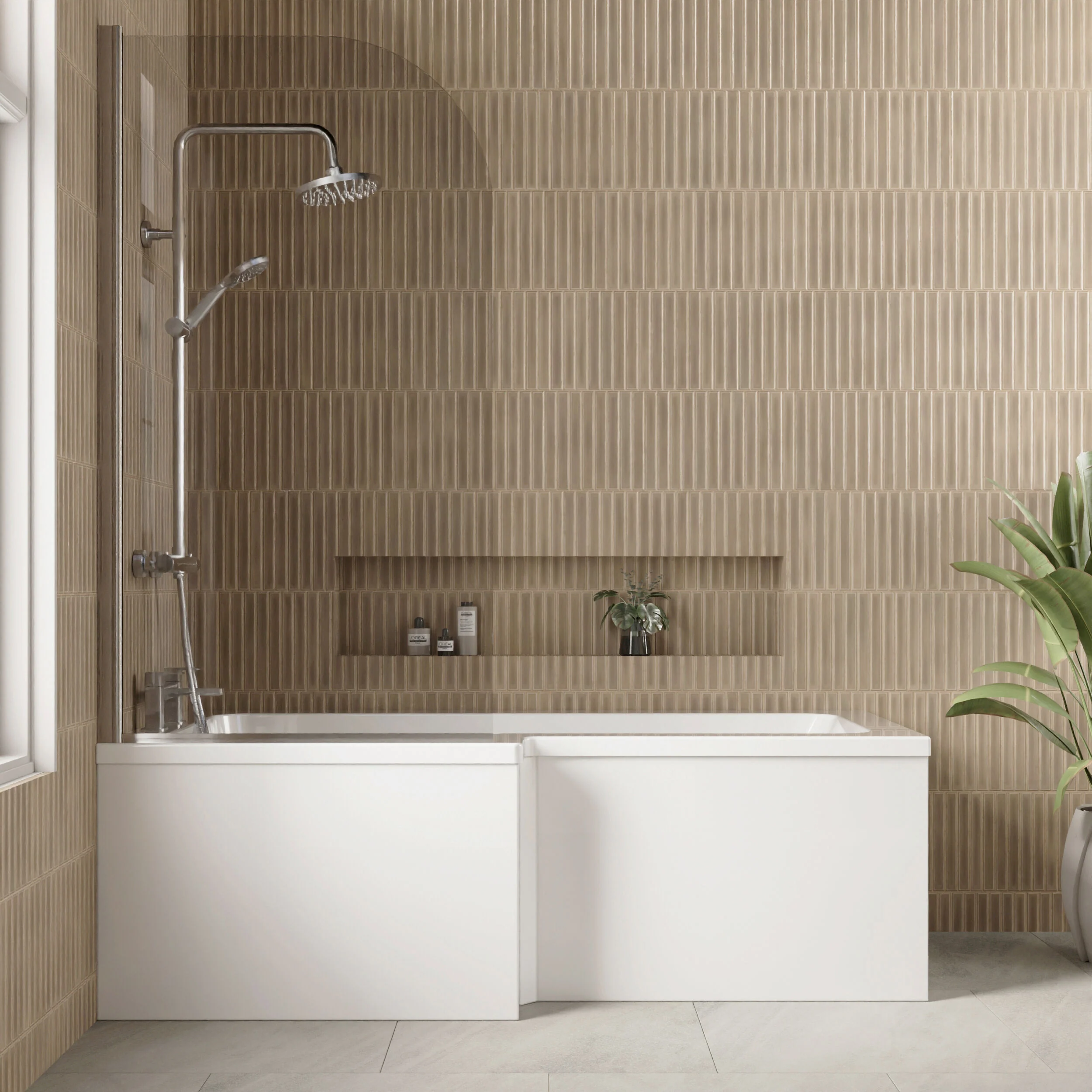 1700mm Waterproof Square Shower Bath Front Panel - Gloss White - Image 2