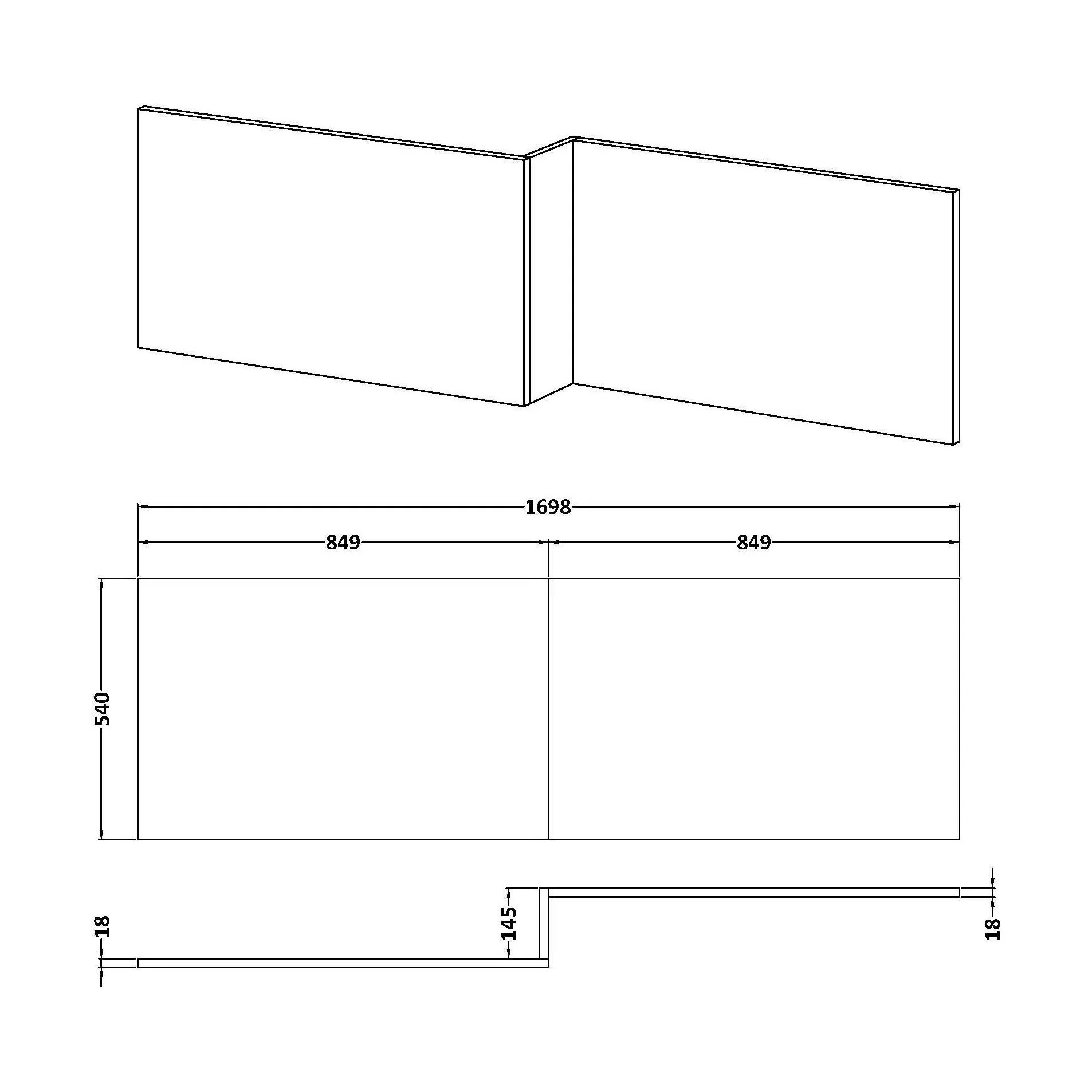1700mm Waterproof Square Shower Bath Front Panel - Gloss White - Image 4