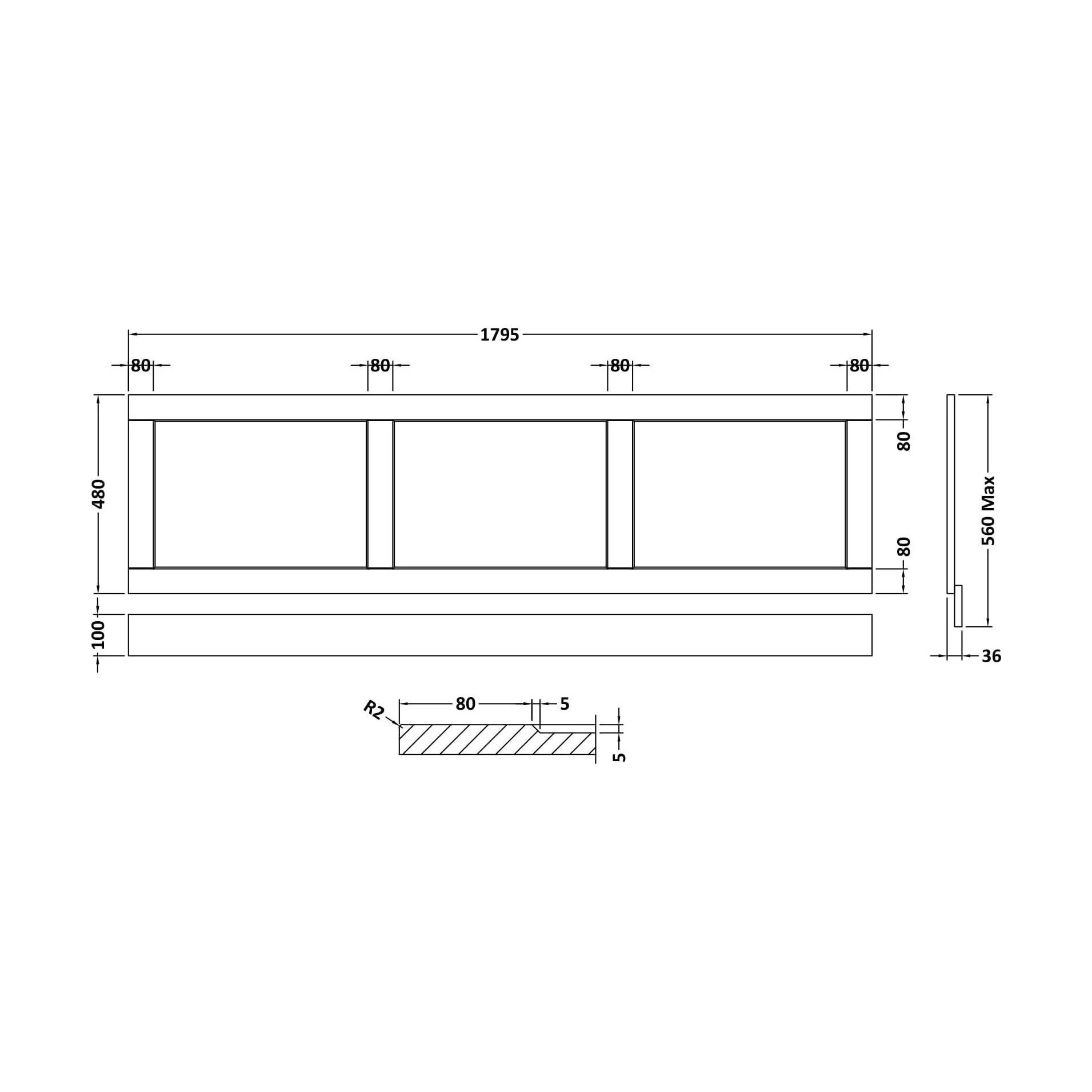 1800mm Bath Front Panel WGGREY - Image 2