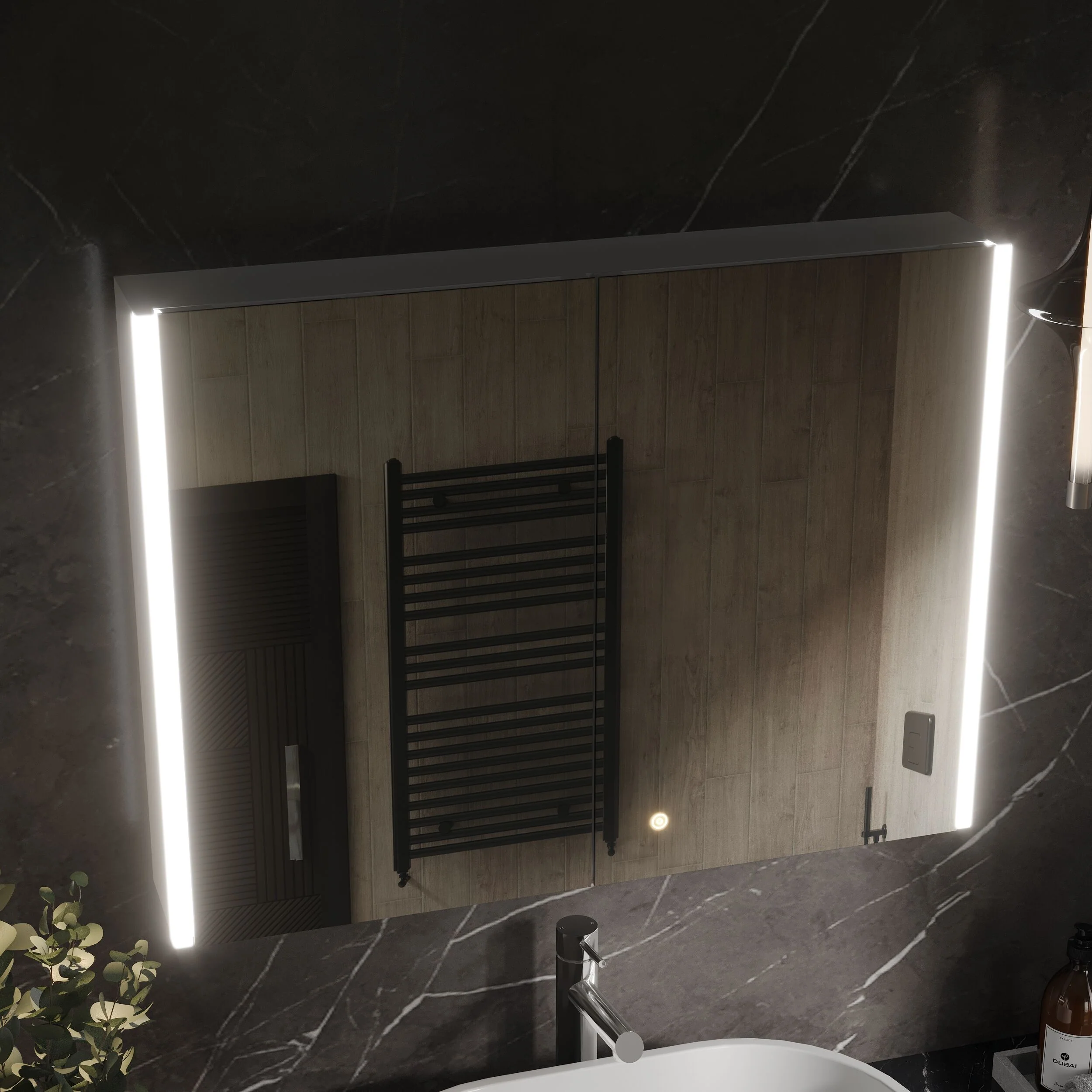 Talke 2 Door Touch Sensor Mirror Cabinet with Demister & Shaver Socket, 800 x 600mm - Image 3