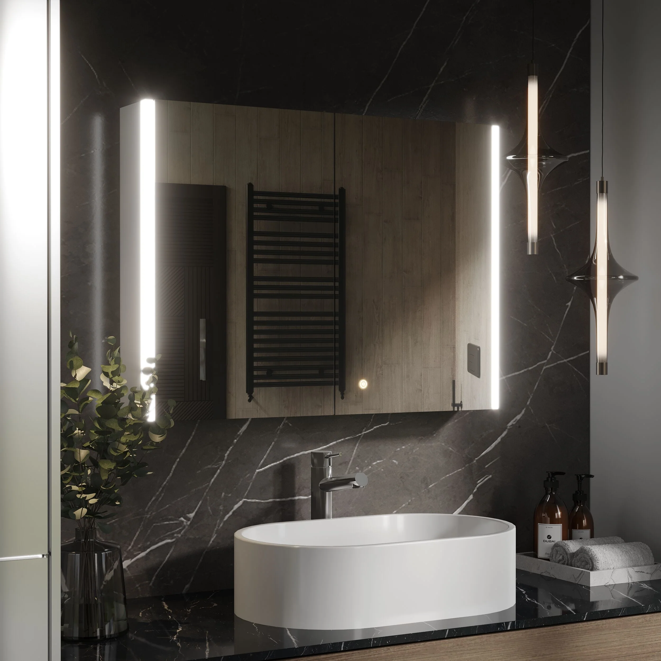 Talke 2 Door Touch Sensor Mirror Cabinet with Demister & Shaver Socket, 800 x 600mm - Image 4
