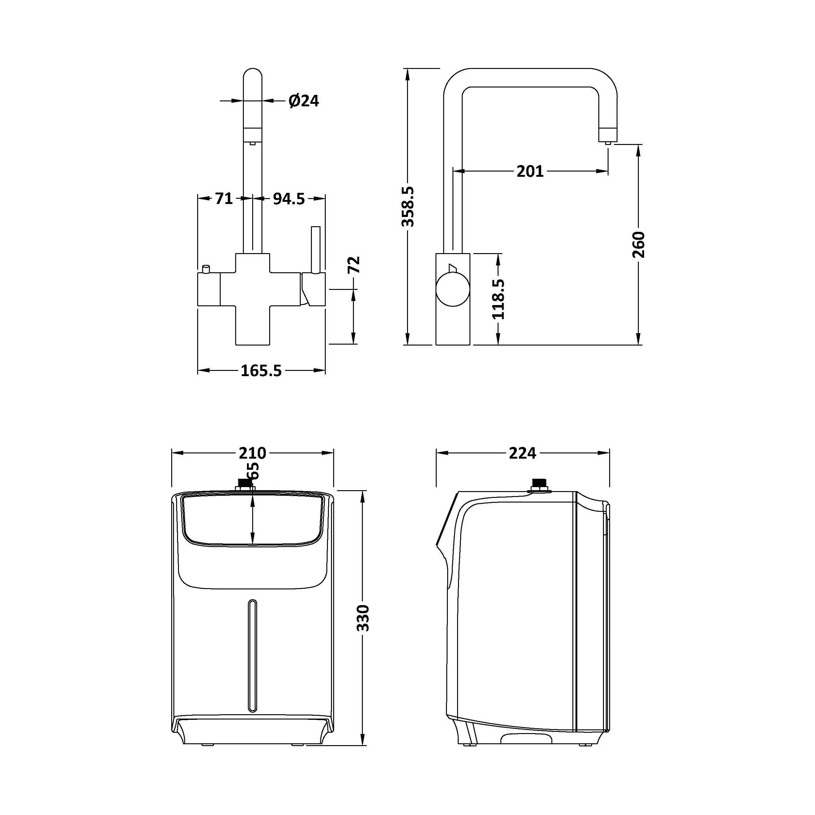 Fulford 3 in 1 Boiling Water Tap Kit, Instant Hot Water Tap with Dual Lever Handles, Tank and Filter - Choice of Colour - Image 19