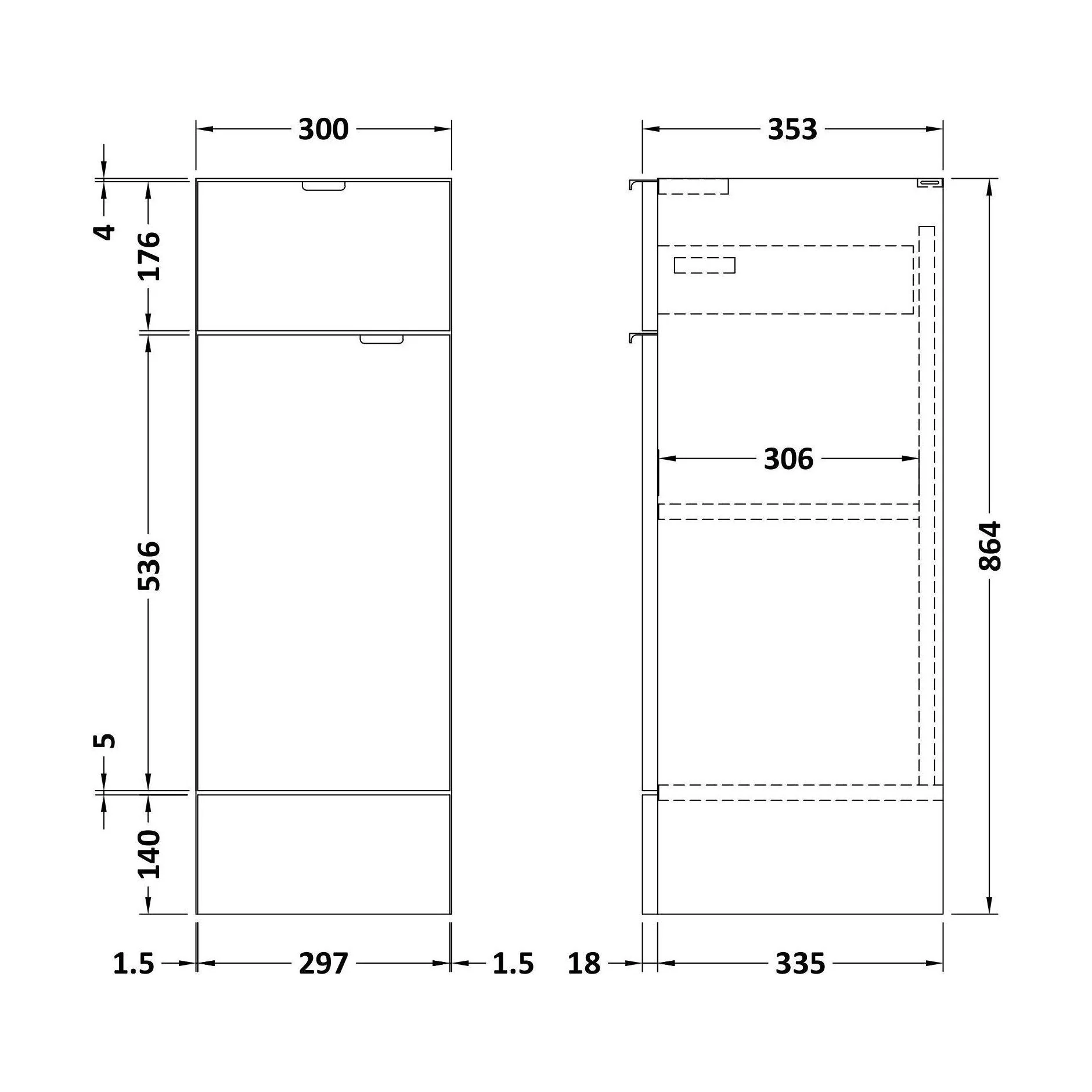 300 Drawer Lined Unit GLWHT - Image 2