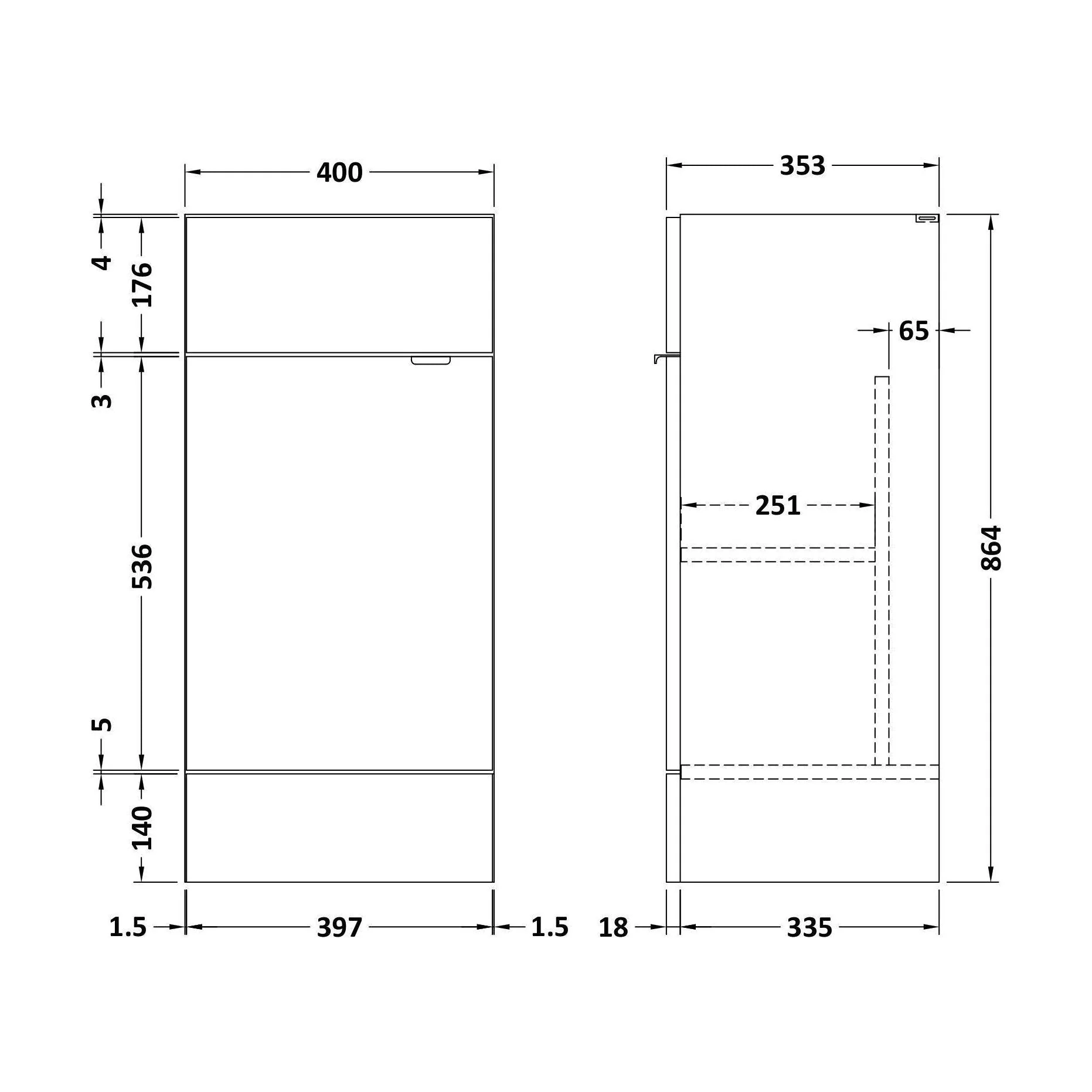 400 Vanity Unit (355mm Deep) - Image 2