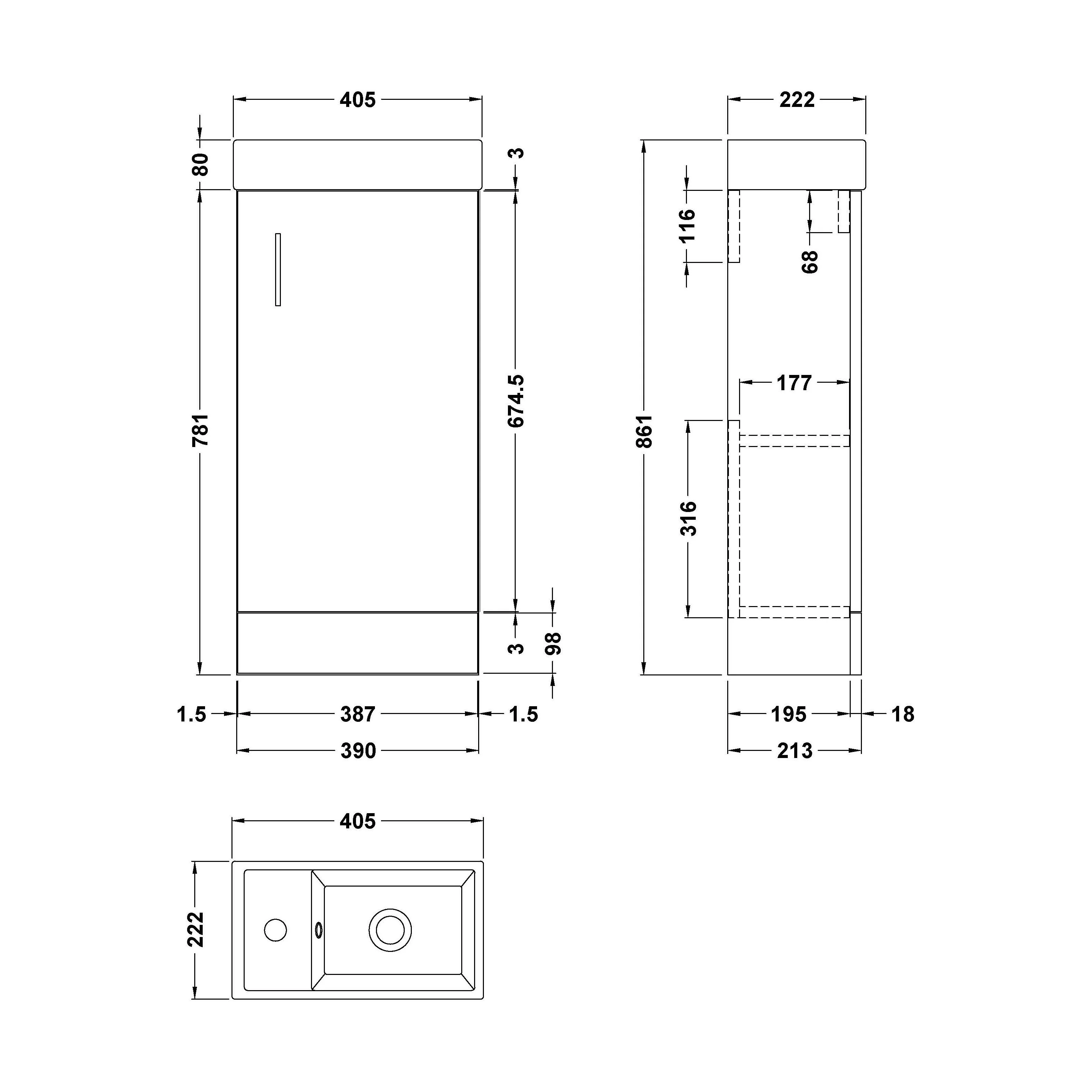 Freehay 400mm Floor Standing Bathroom Vanity & Basin - Chrome Handle - Gloss White - Image 5