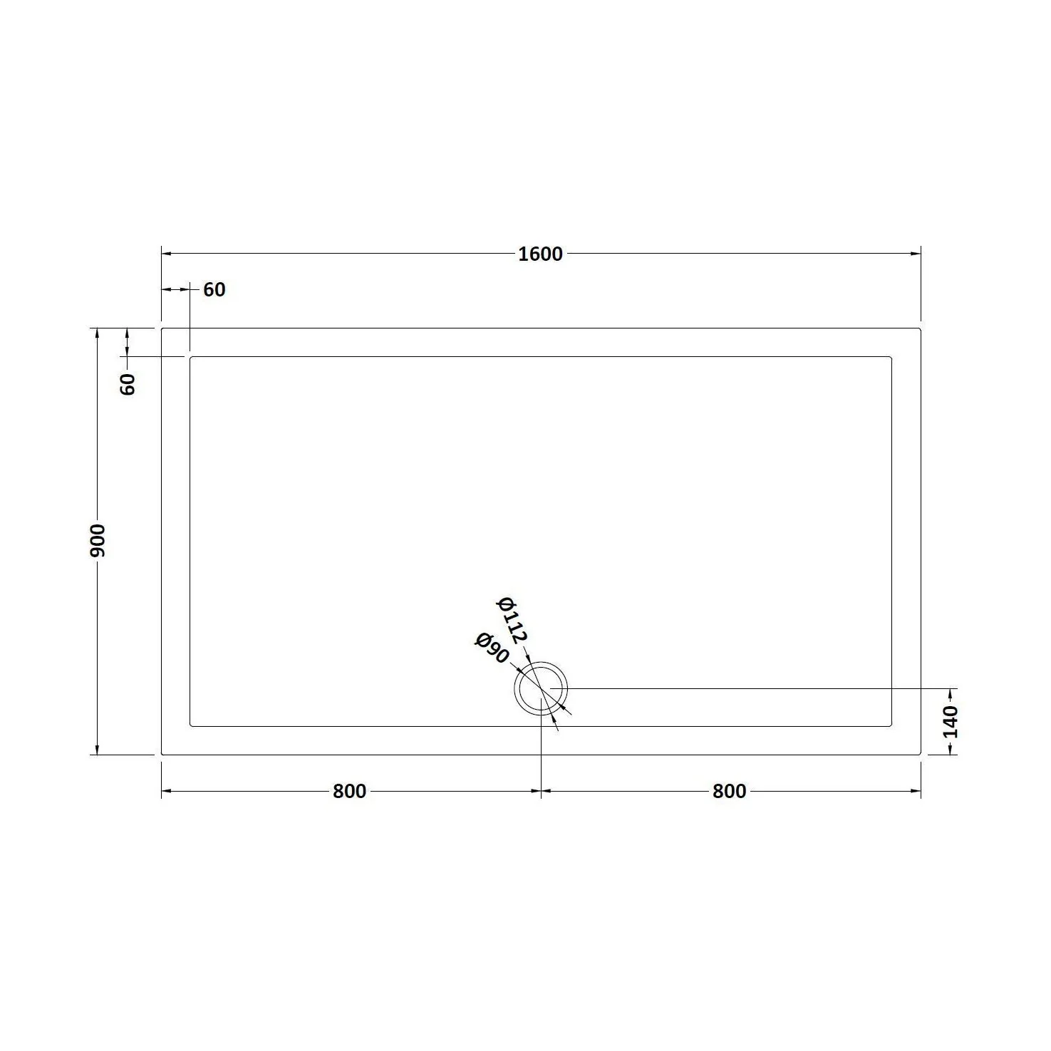 Balterley Shower Tray Modern Rectangular 40mm Profile Slimline, White or Grey - Multiple Sizes Available - Image 206