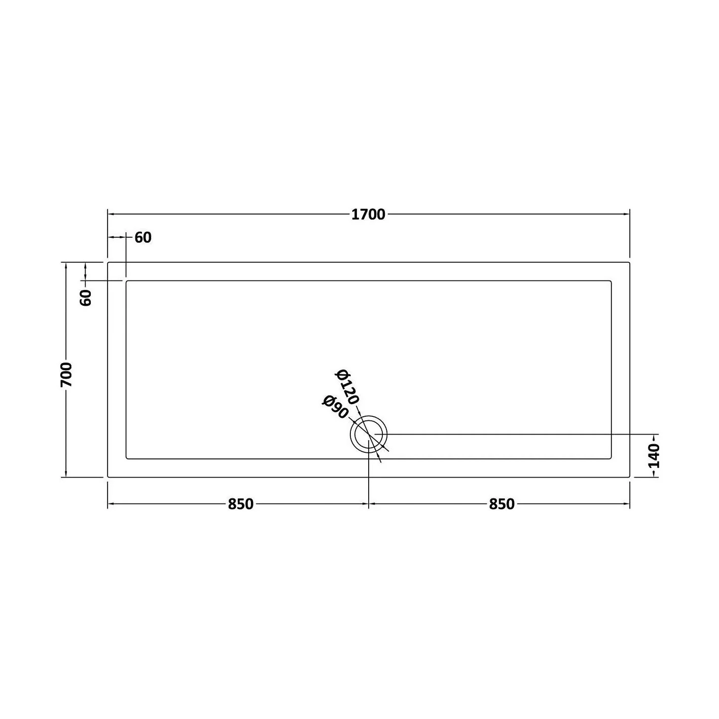 Balterley Shower Tray Modern Rectangular 40mm Profile Slimline, White or Grey - Multiple Sizes Available - Image 207
