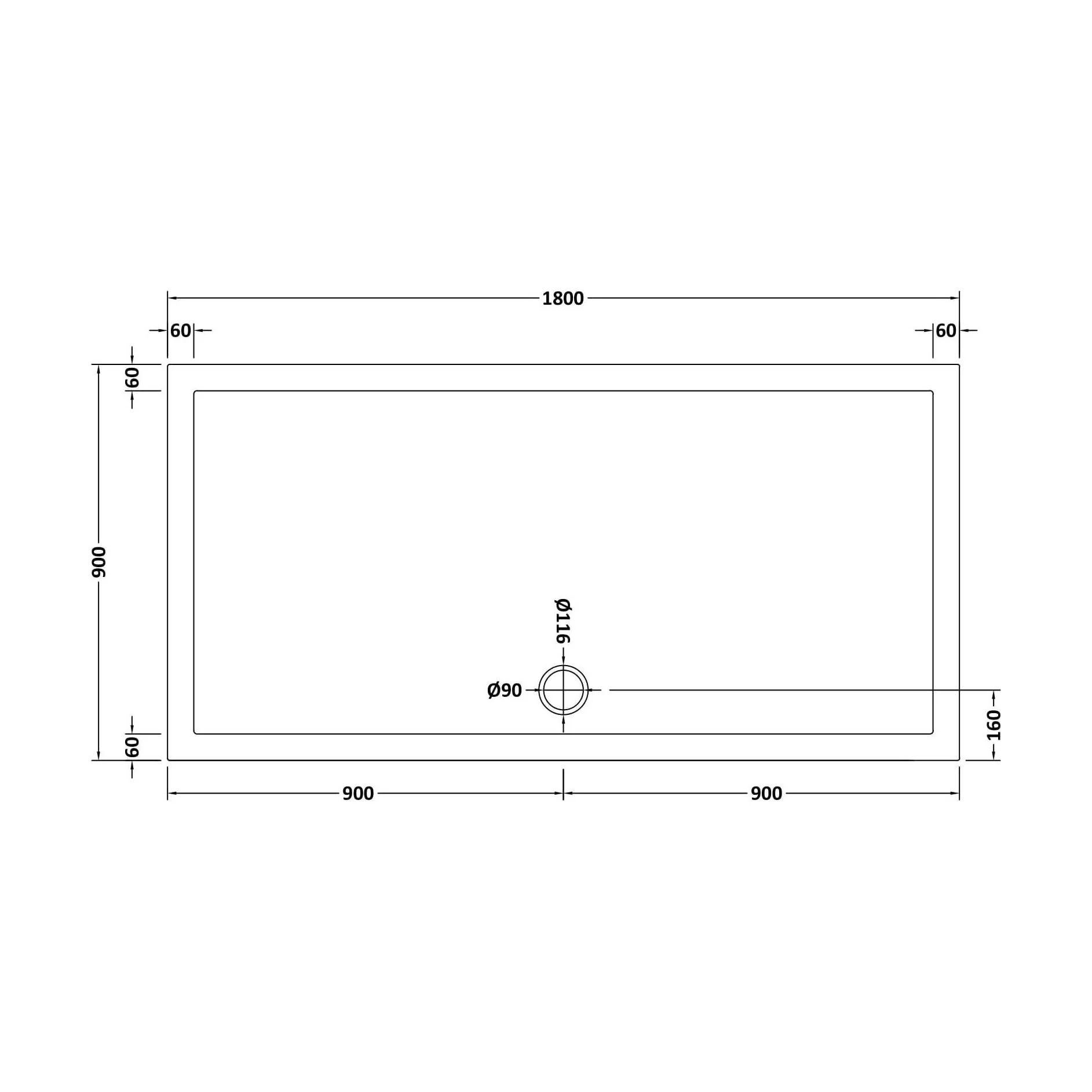 Balterley Shower Tray Modern Rectangular 40mm Profile Slimline, White or Grey - Multiple Sizes Available - Image 212