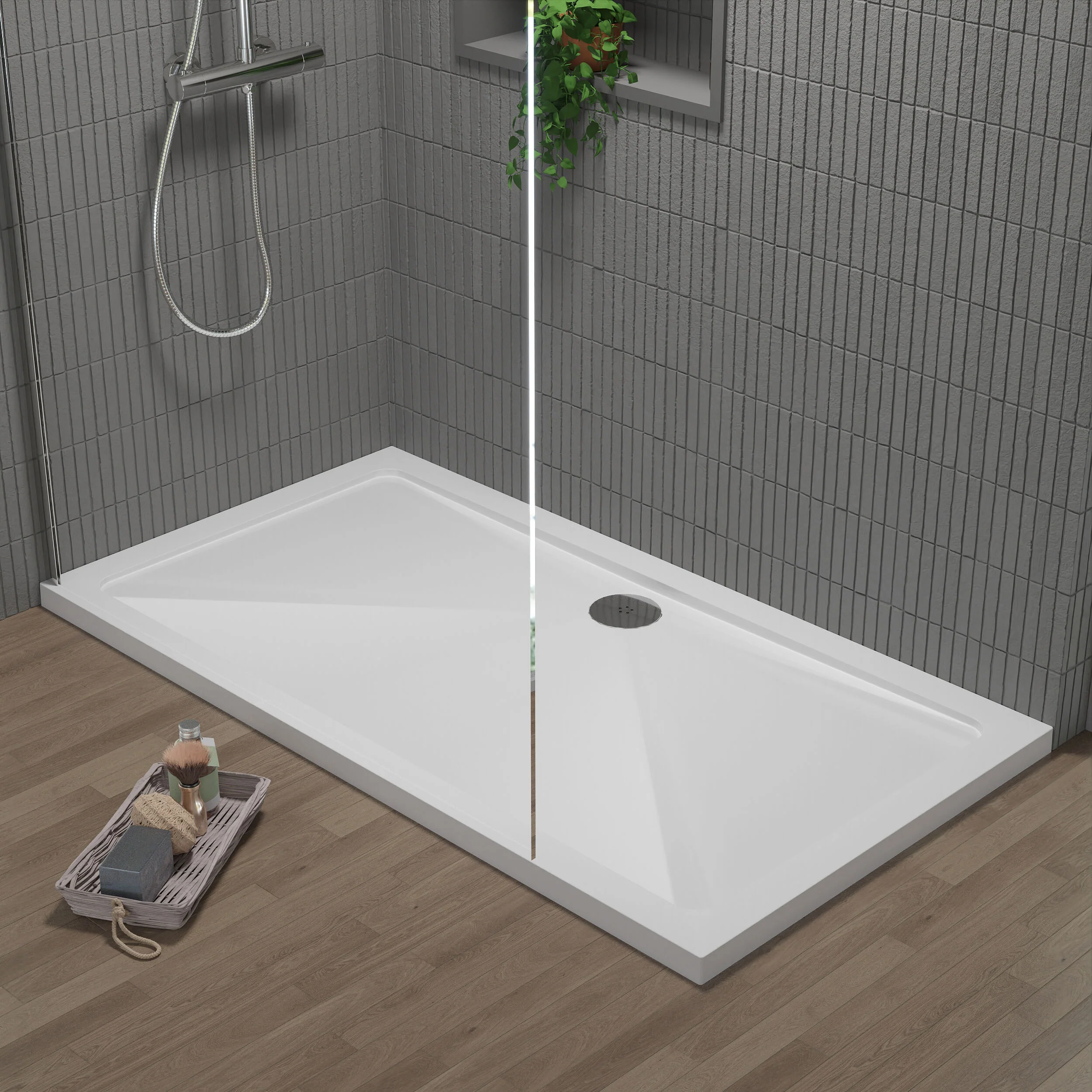 Balterley Shower Tray Modern Rectangular 40mm Profile Slimline, White or Grey - Multiple Sizes Available - Image 26