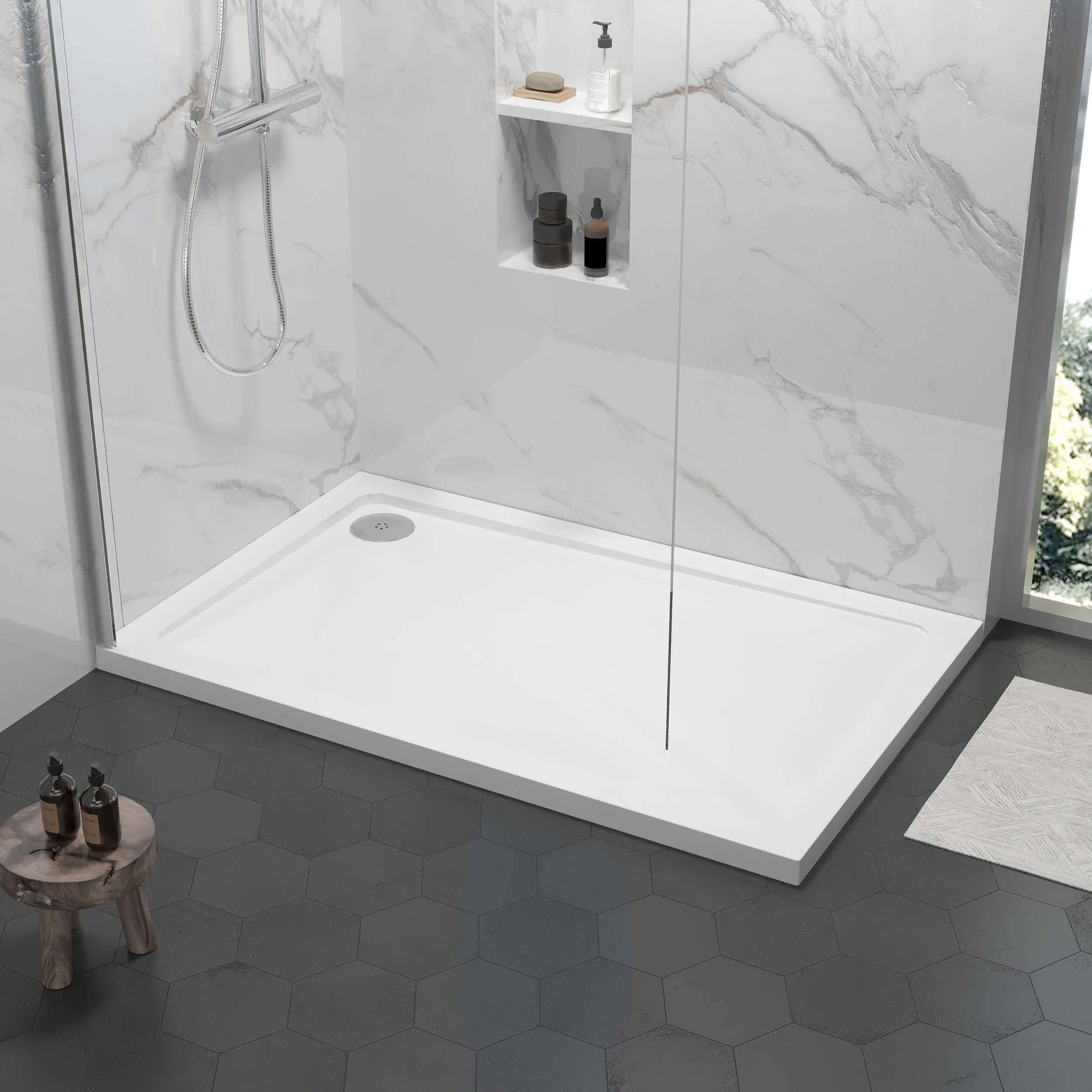 Balterley Shower Tray Modern Rectangular 40mm Profile Slimline, White or Grey - Multiple Sizes Available - Image 42