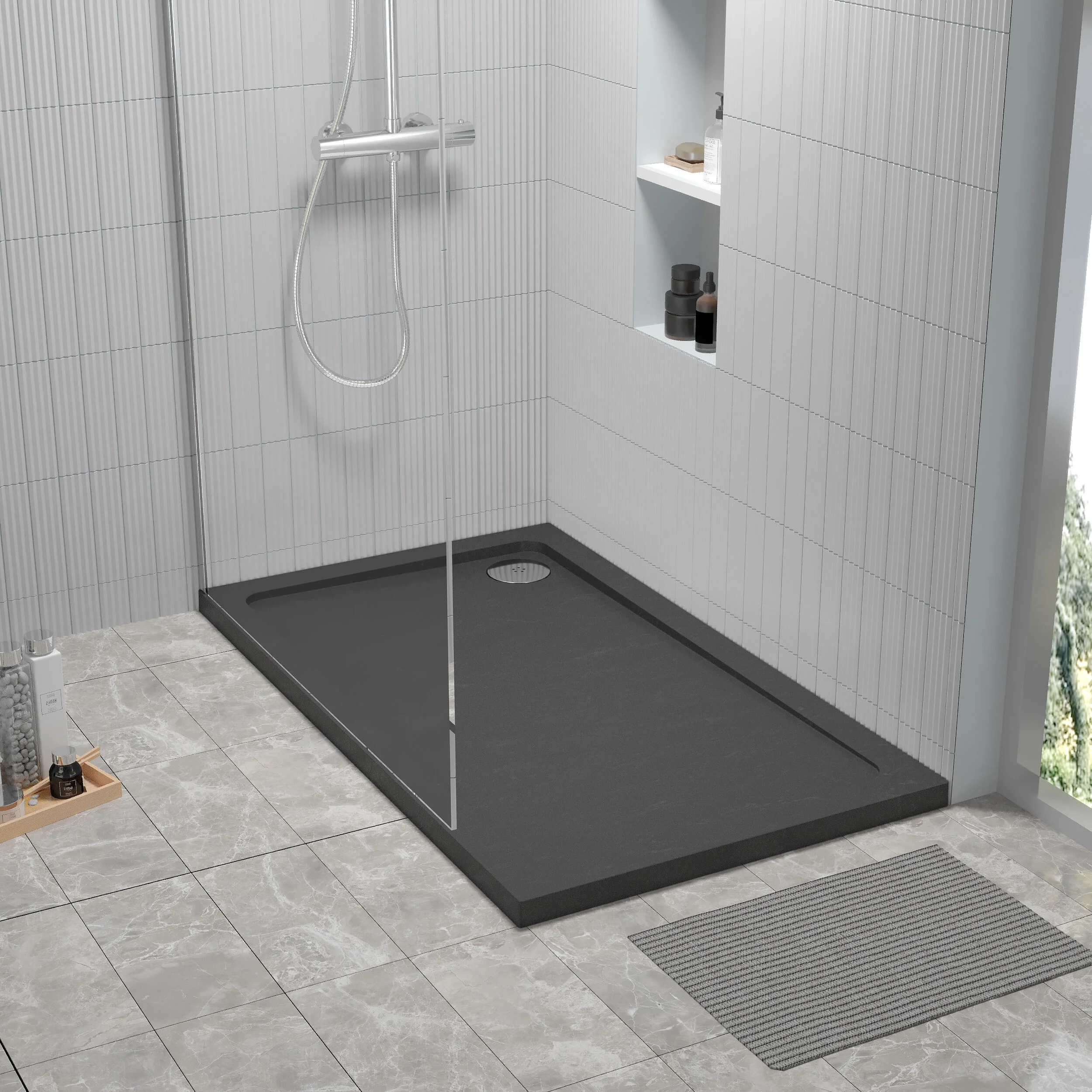 Balterley Shower Tray Modern Rectangular 40mm Profile Slimline, White or Grey - Multiple Sizes Available - Image 44