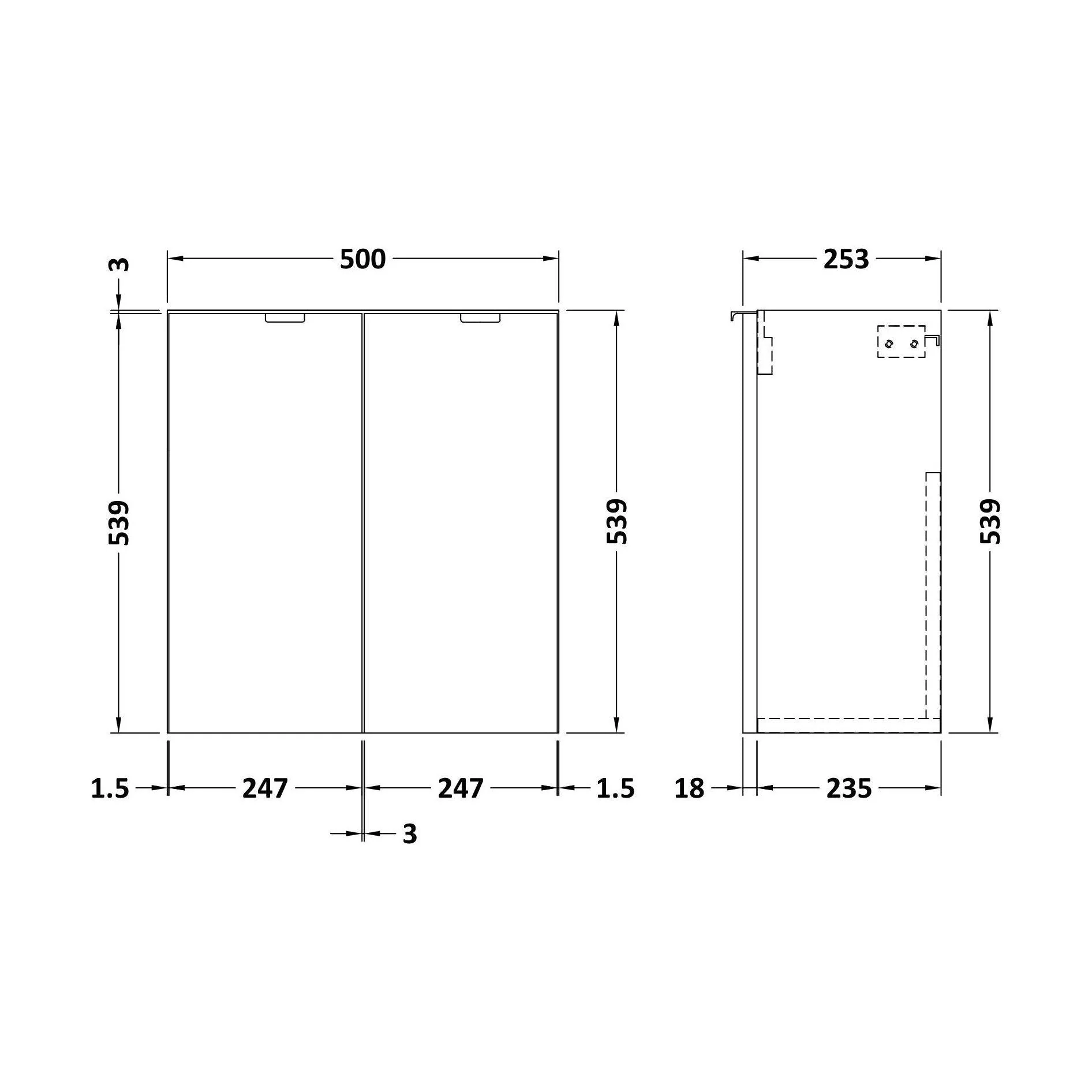 500 2-Door Wall Hung Unit (255MM) - Image 2