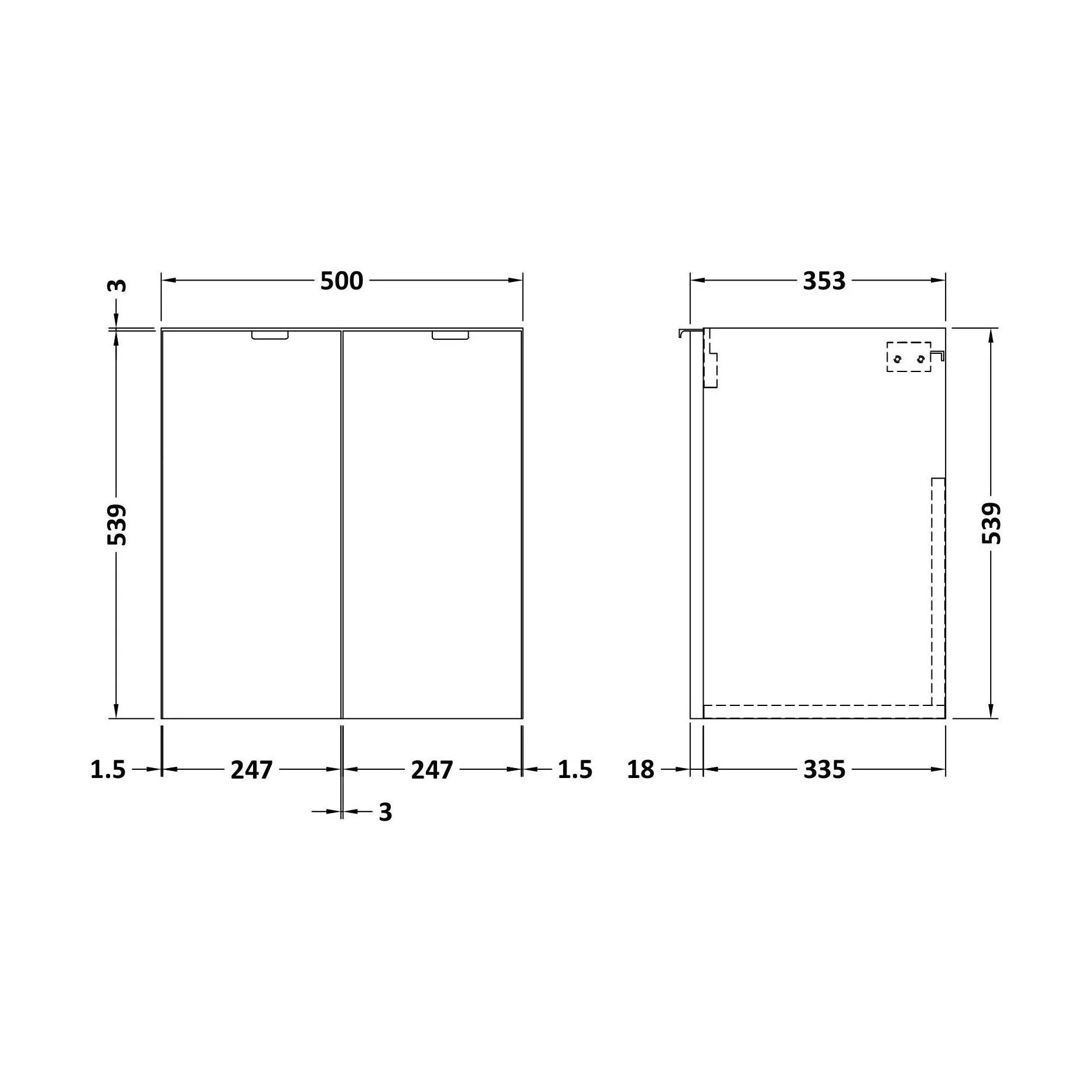 500 2-Door Wall Hung Unit (355MM) - Image 2