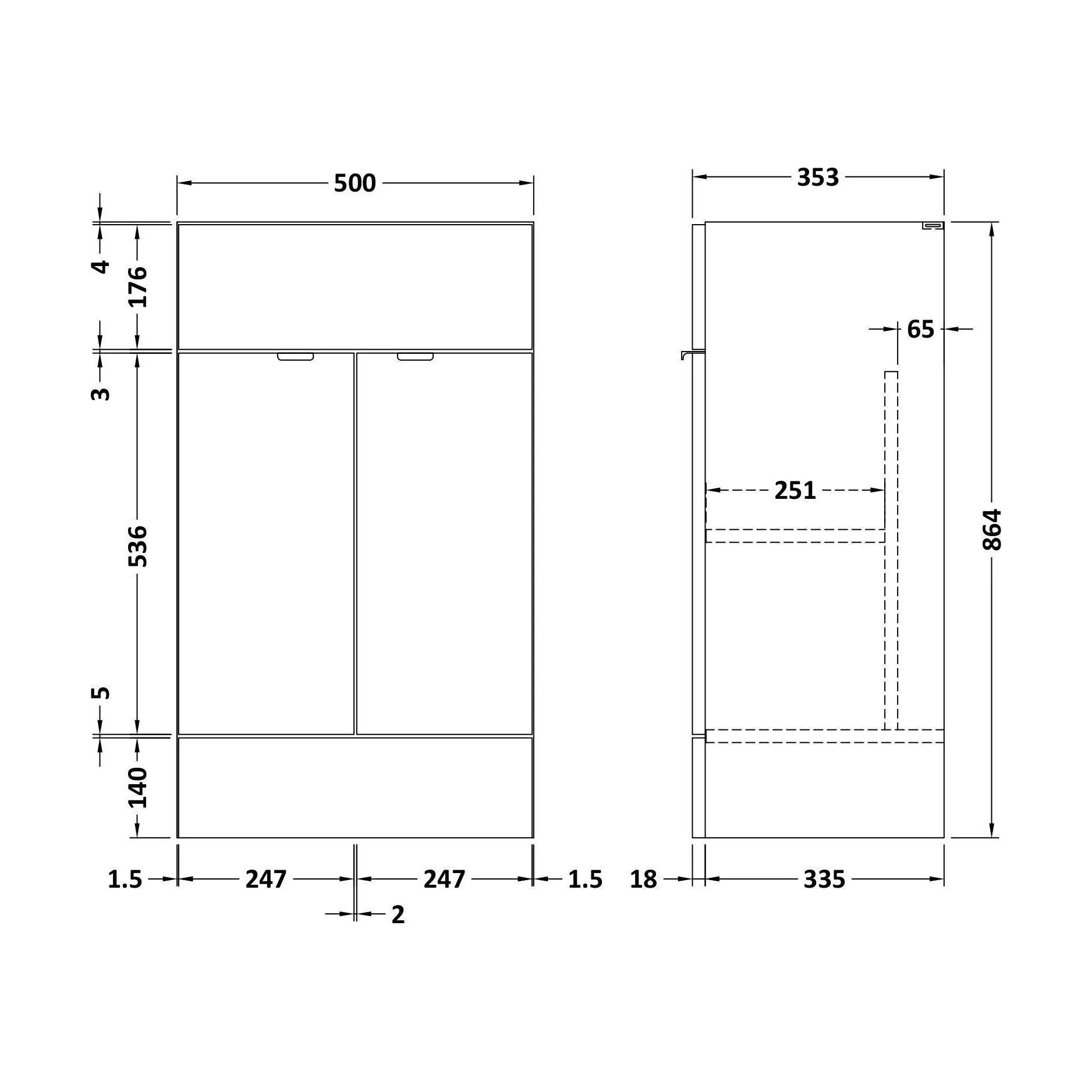 500 Vanity Unit (355mm Deep) - Image 2