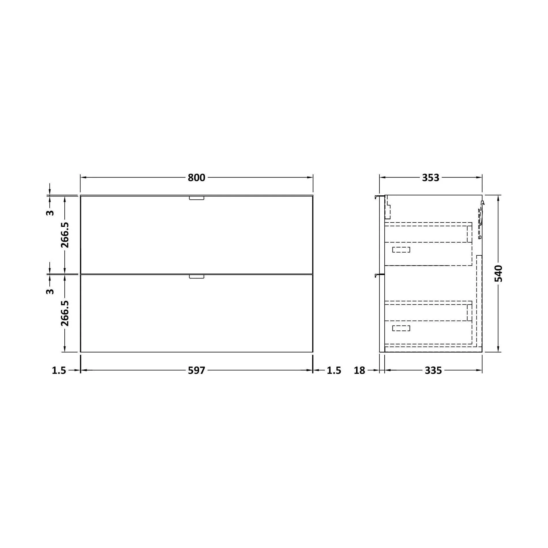 800 2-DRAWER WALL HUNG UNIT - Image 2