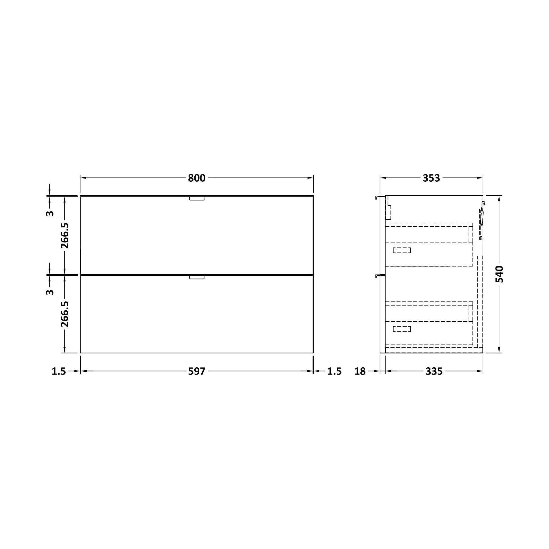 800 2-DRAWER WALL HUNG UNIT - Image 2