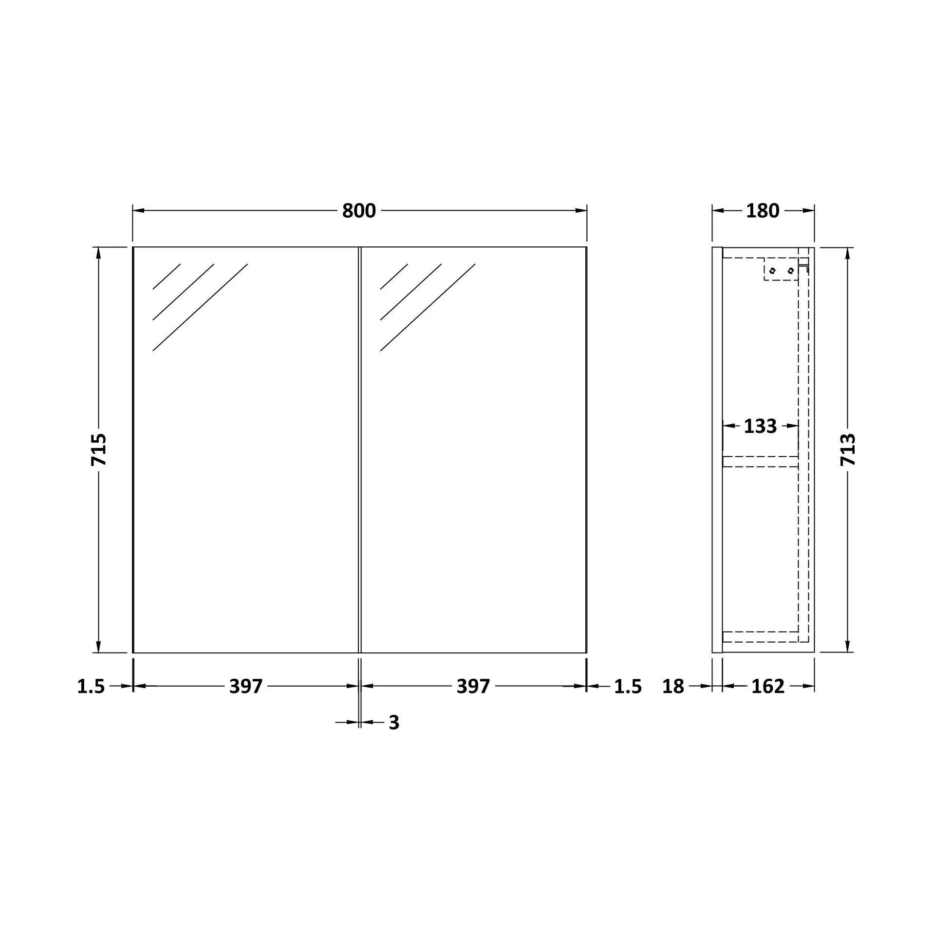 800 Mirror Unit 50 50 GLWHT - Image 2