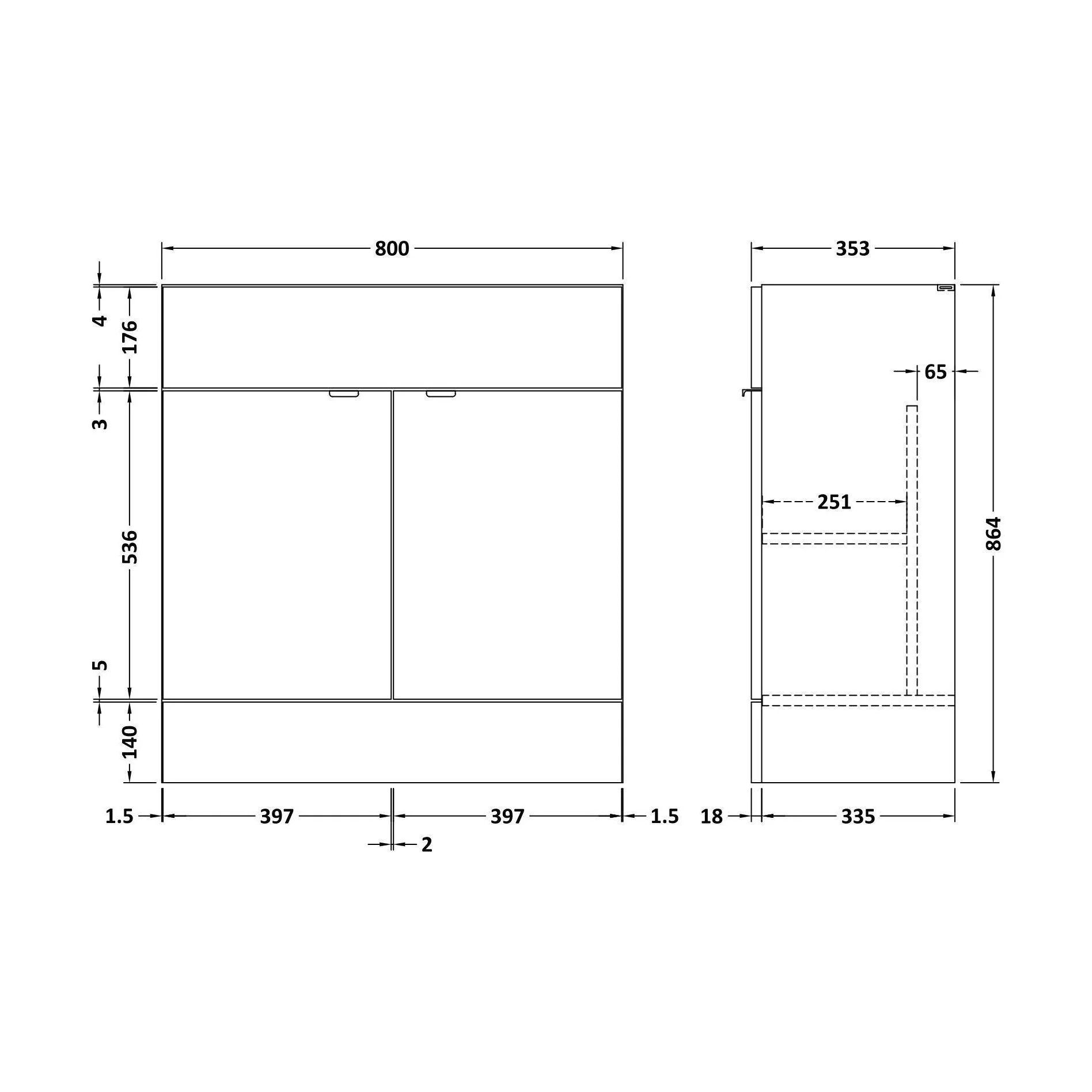 800 Vanity Unit Full Depth - Image 2
