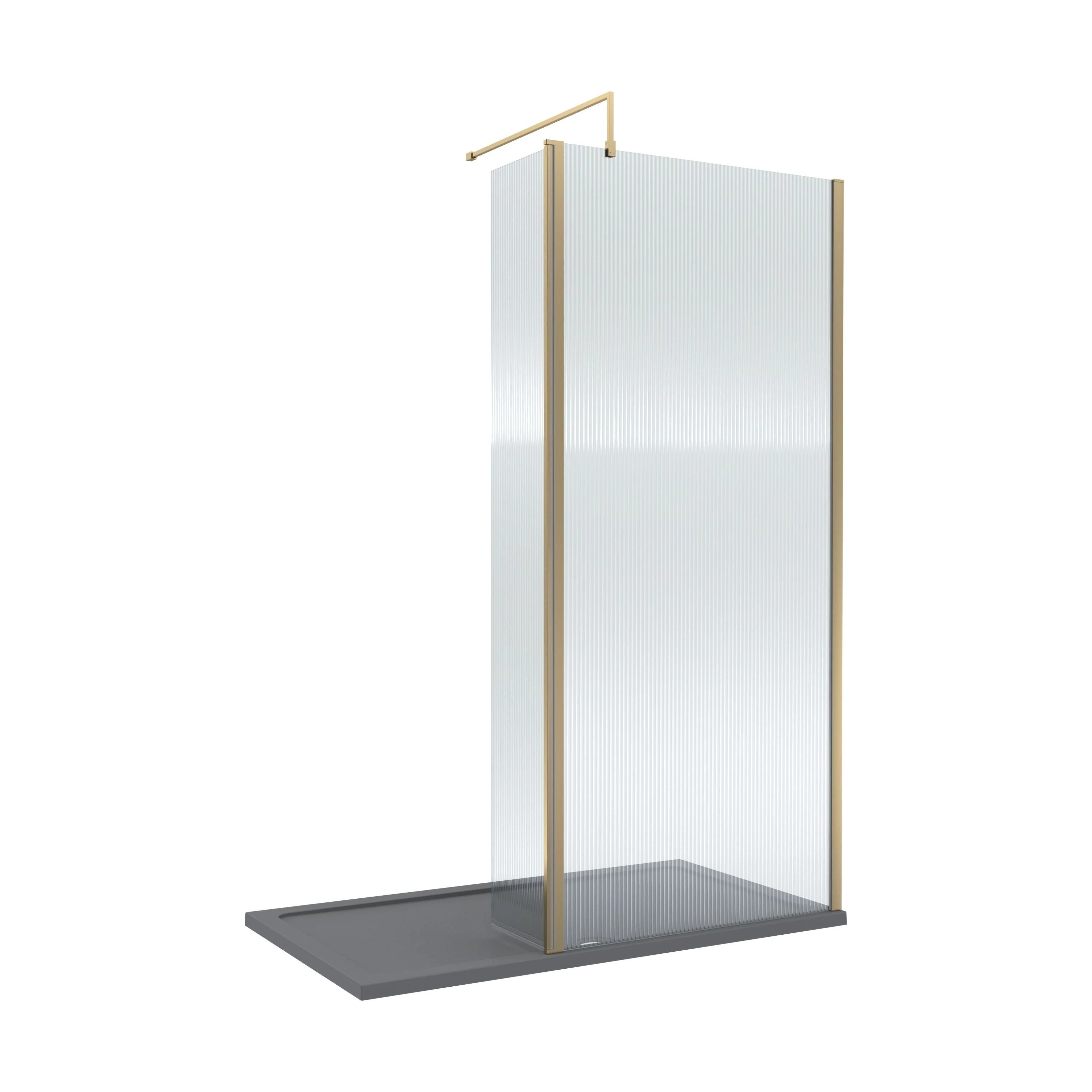 Contemporary 8mm Fluted Glass Walk In Wetroom Screen and Hinged Return Screen - Choice of Size and Finish - Image 12