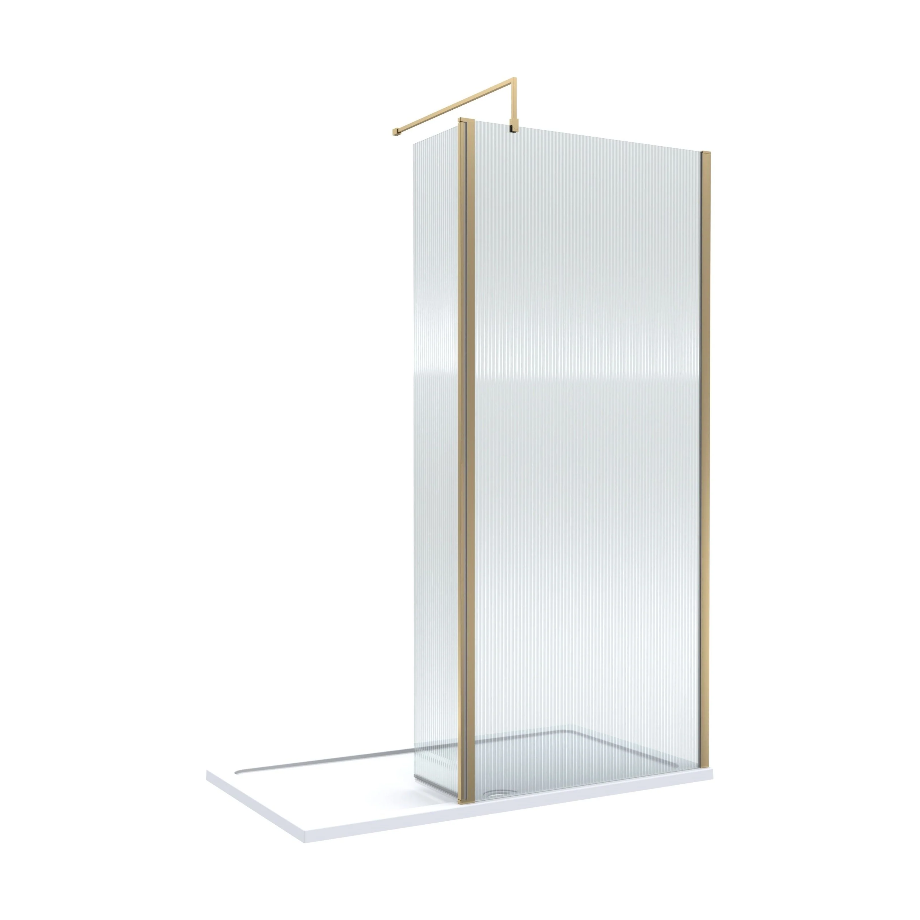 Contemporary 8mm Fluted Glass Walk In Wetroom Screen and Hinged Return Screen - Choice of Size and Finish - Image 6