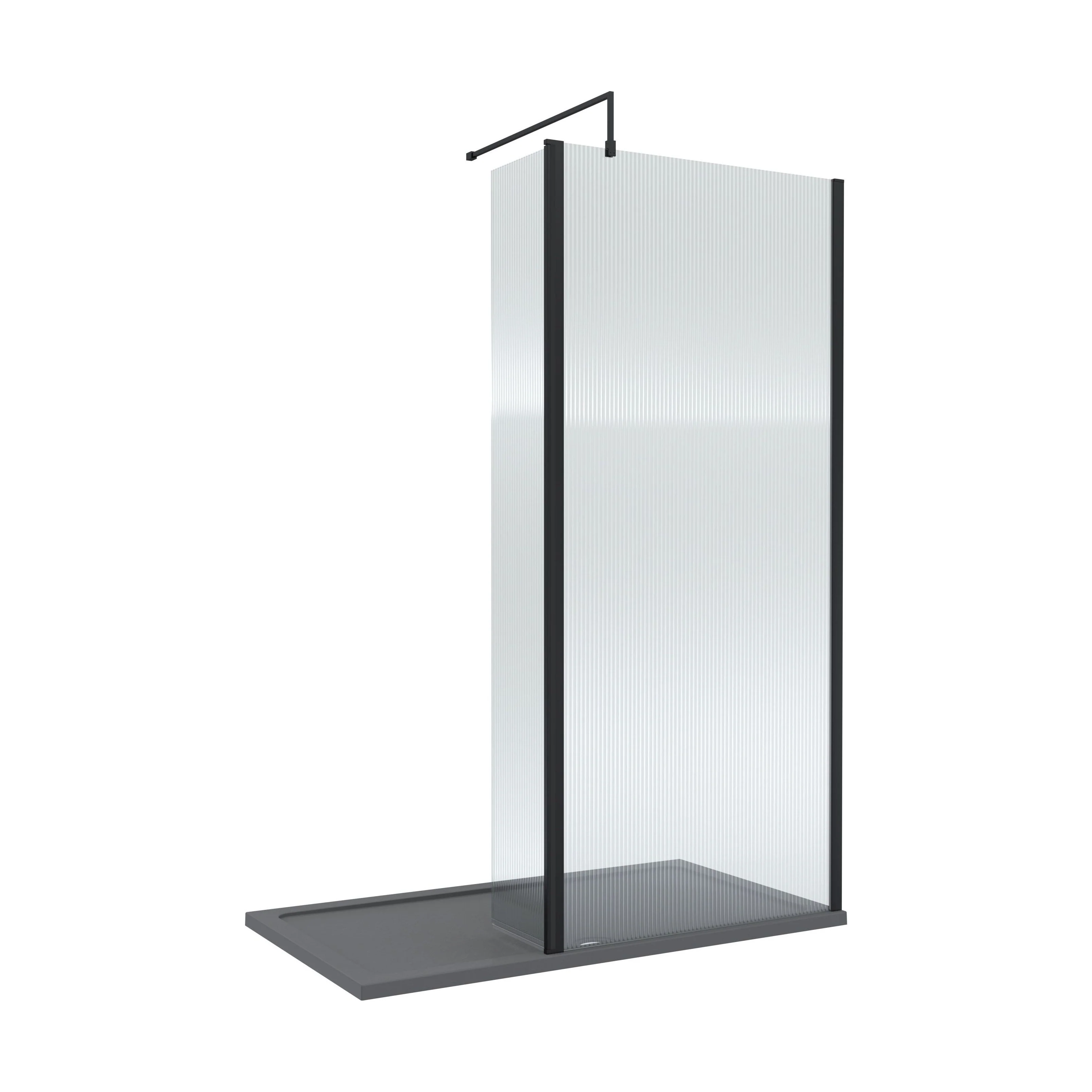 Contemporary 8mm Fluted Glass Walk In Wetroom Screen and Hinged Return Screen - Choice of Size and Finish - Image 8
