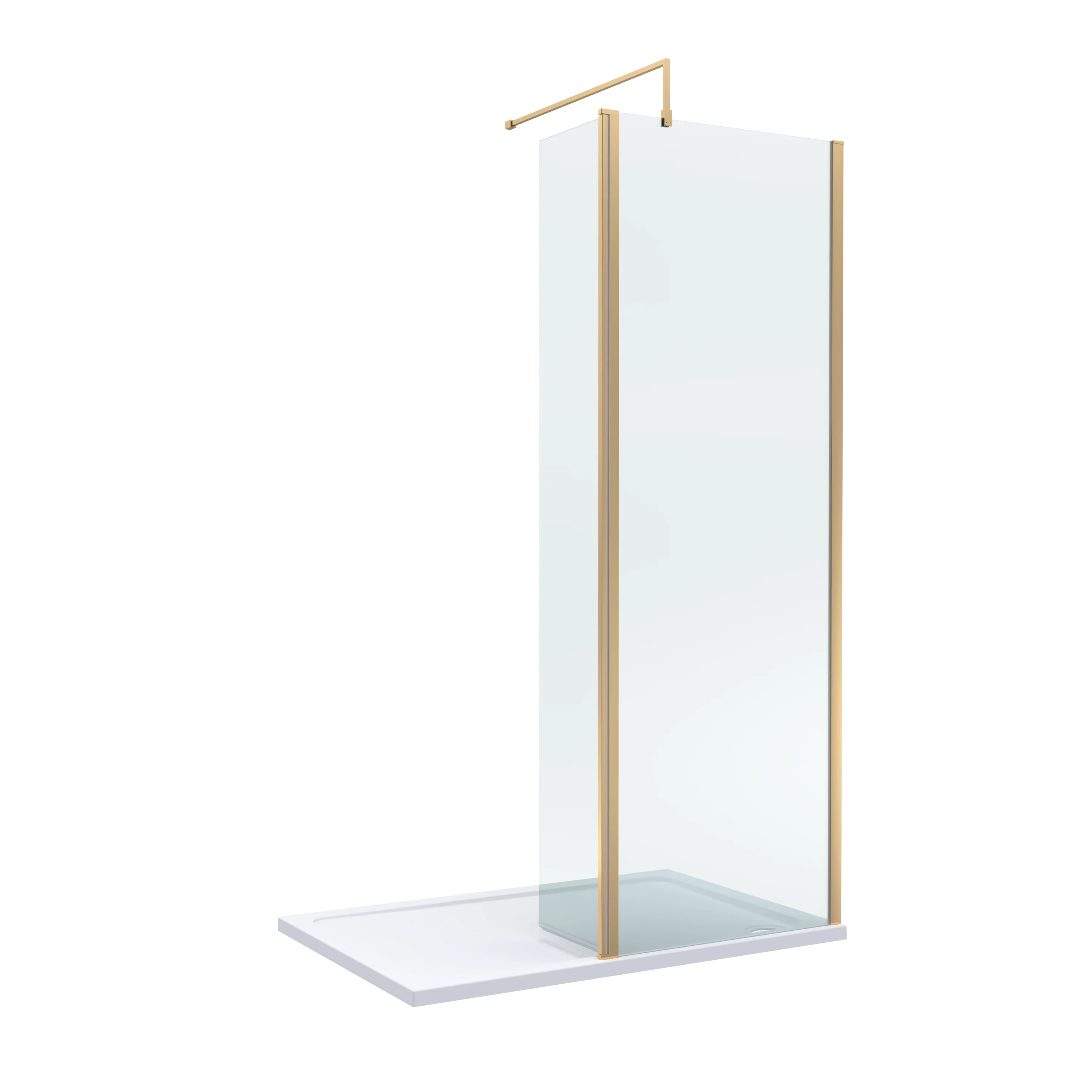 Contemporary 8mm Glass Walk In Wetroom Screen and Hinged Return Screen and Shower Tray - Choice of Size and Finish - Image 102