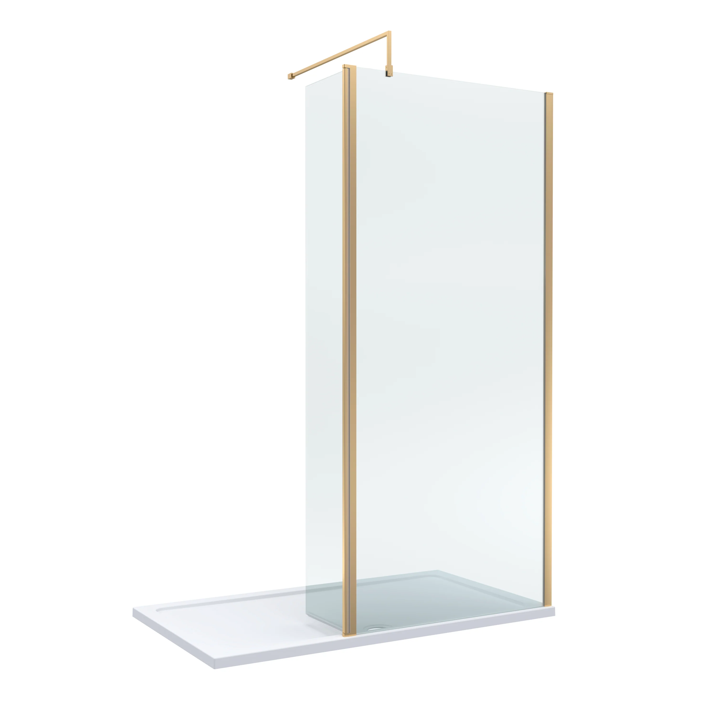 Contemporary 8mm Glass Walk In Wetroom Screen and Hinged Return Screen and Shower Tray - Choice of Size and Finish - Image 108