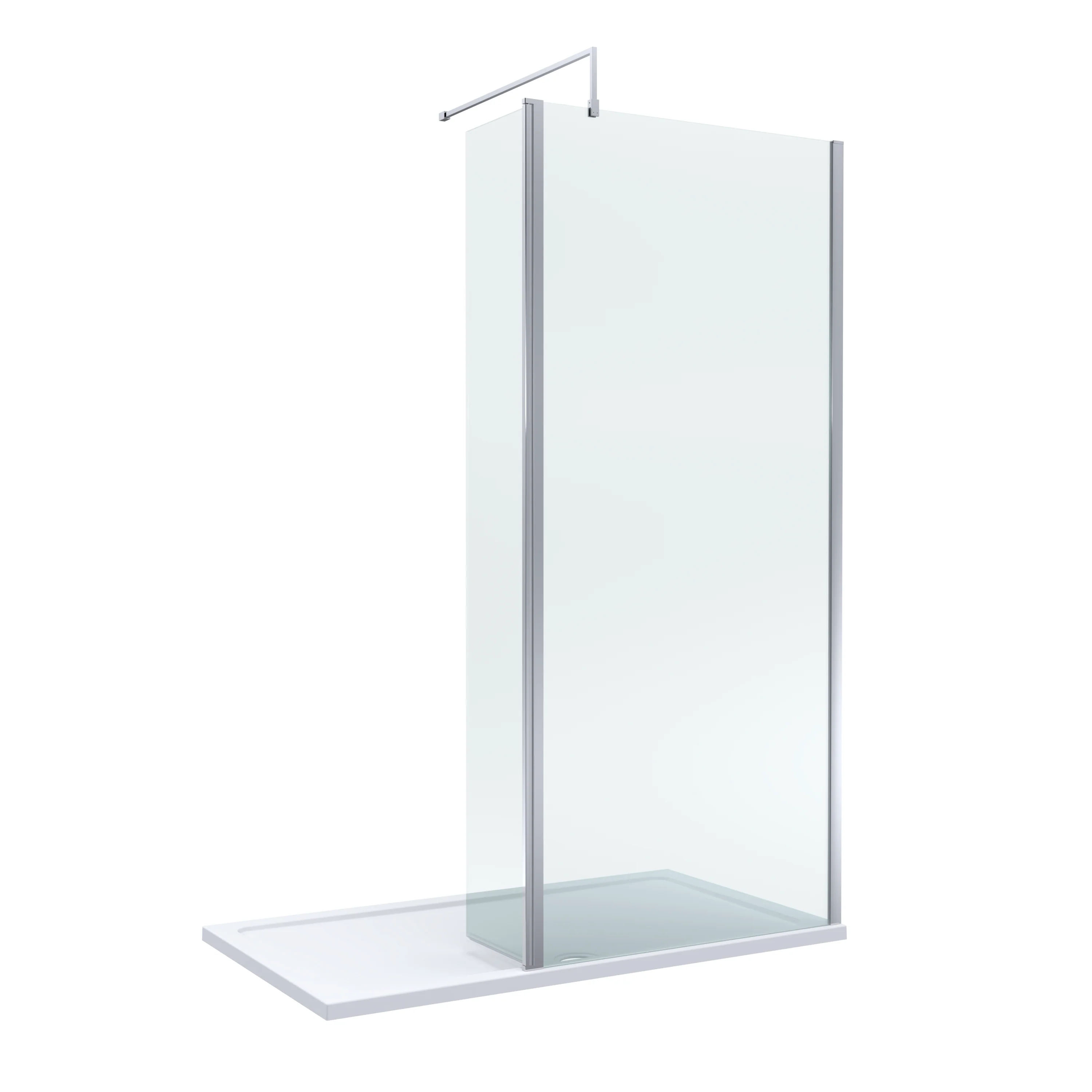 Contemporary 8mm Glass Walk In Wetroom Screen and Hinged Return Screen and Shower Tray - Choice of Size and Finish - Image 109