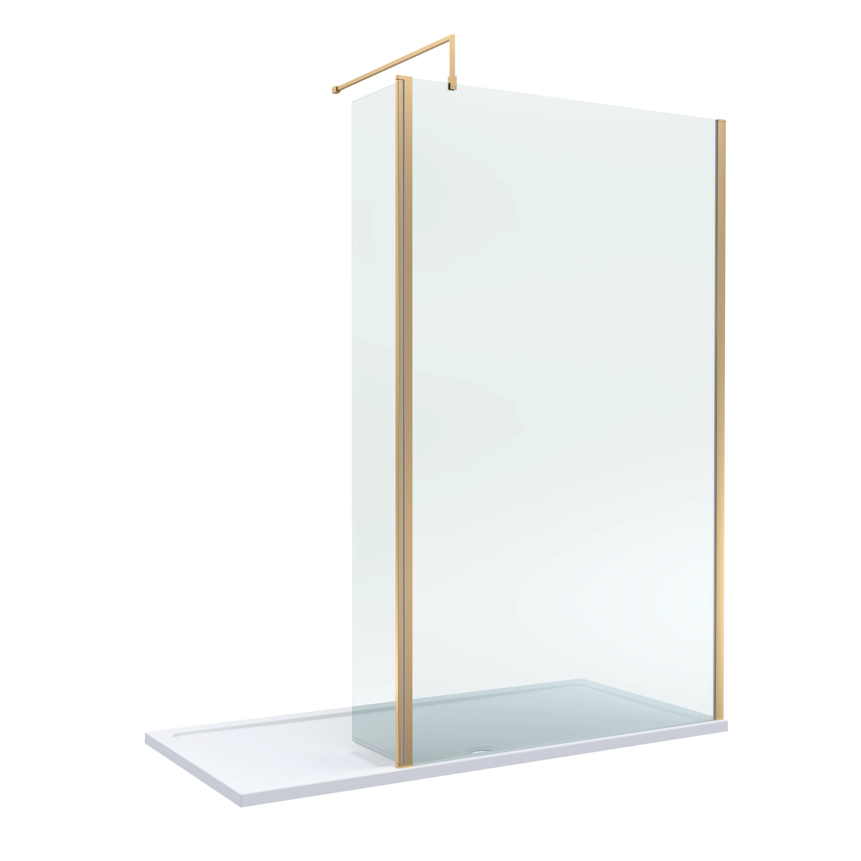 Contemporary 8mm Glass Walk In Wetroom Screen and Hinged Return Screen and Shower Tray - Choice of Size and Finish - Image 125