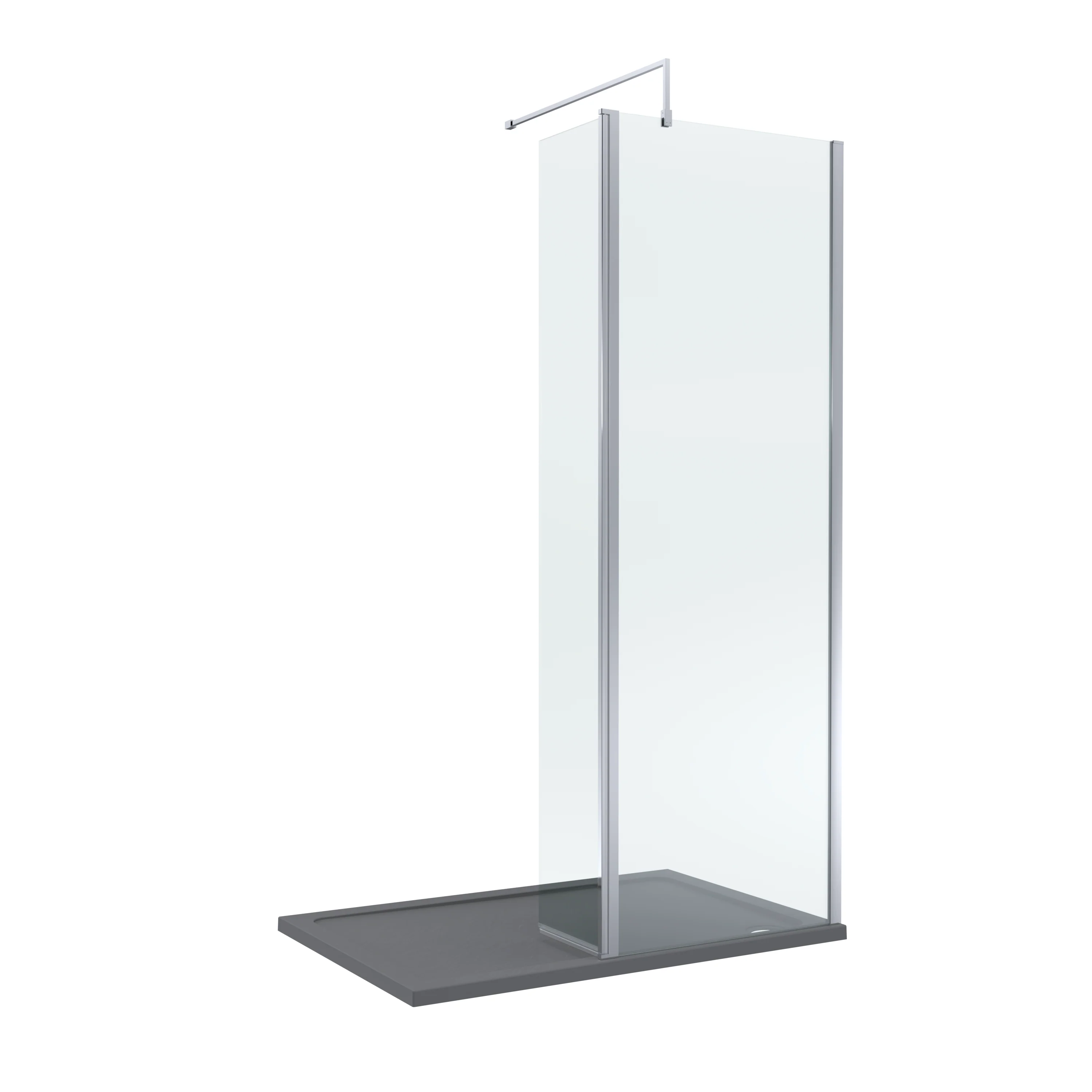 Contemporary 8mm Glass Walk In Wetroom Screen and Hinged Return Screen and Shower Tray - Choice of Size and Finish - Image 143