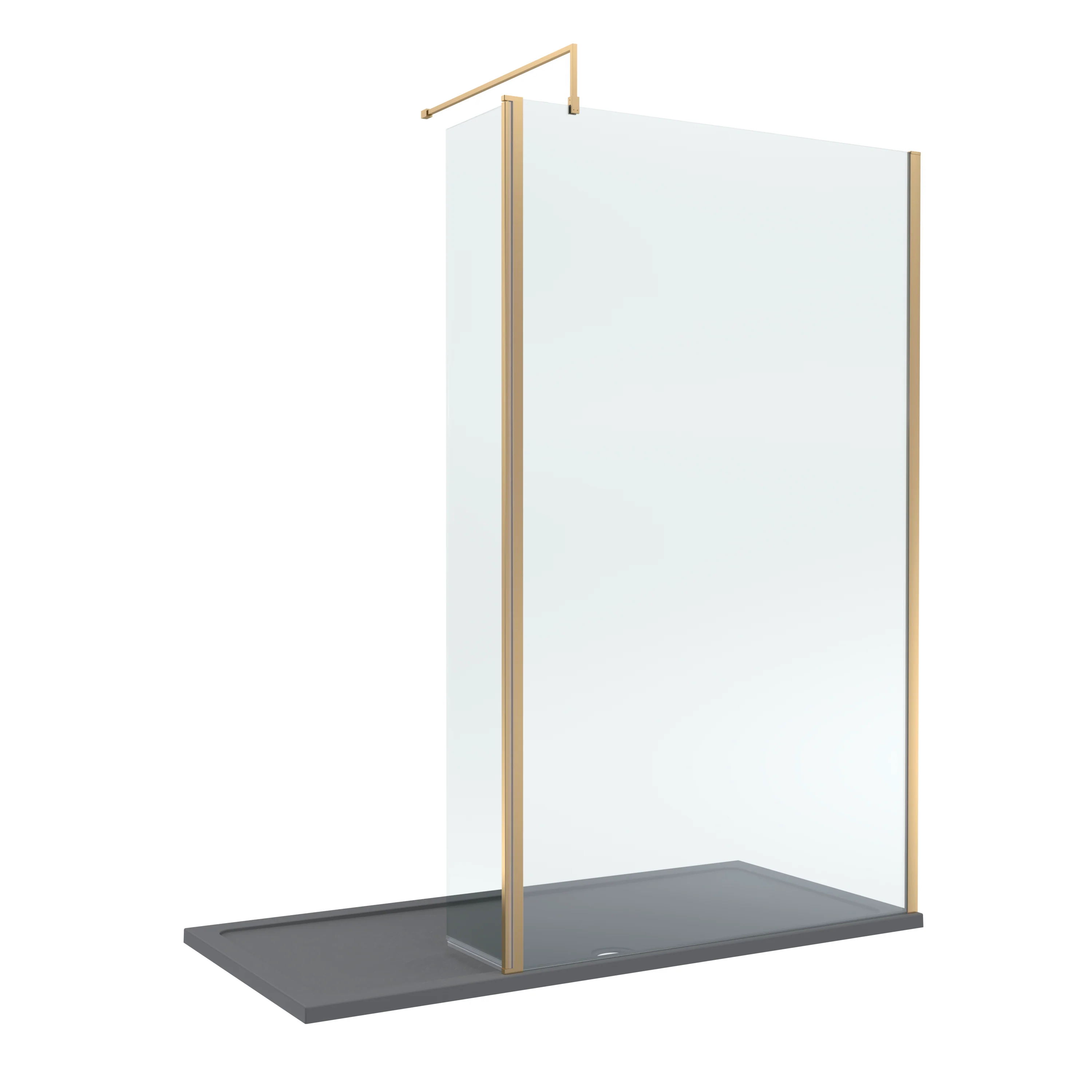 Contemporary 8mm Glass Walk In Wetroom Screen and Hinged Return Screen and Shower Tray - Choice of Size and Finish - Image 186