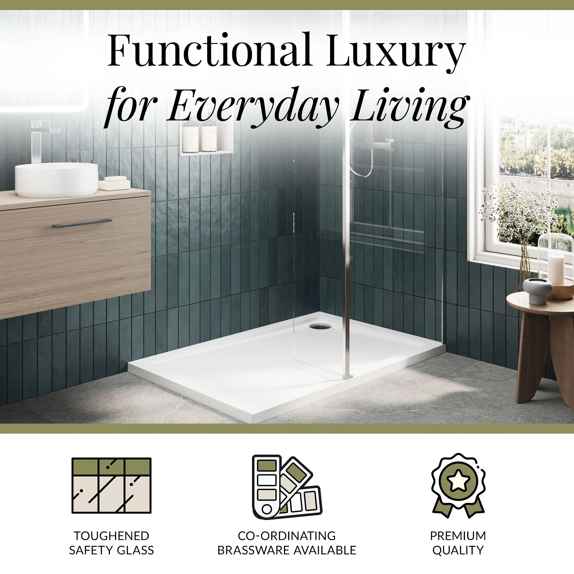 Contemporary 8mm Glass Walk In Wetroom Screen and Hinged Return Screen and Shower Tray - Choice of Size and Finish - Image 193