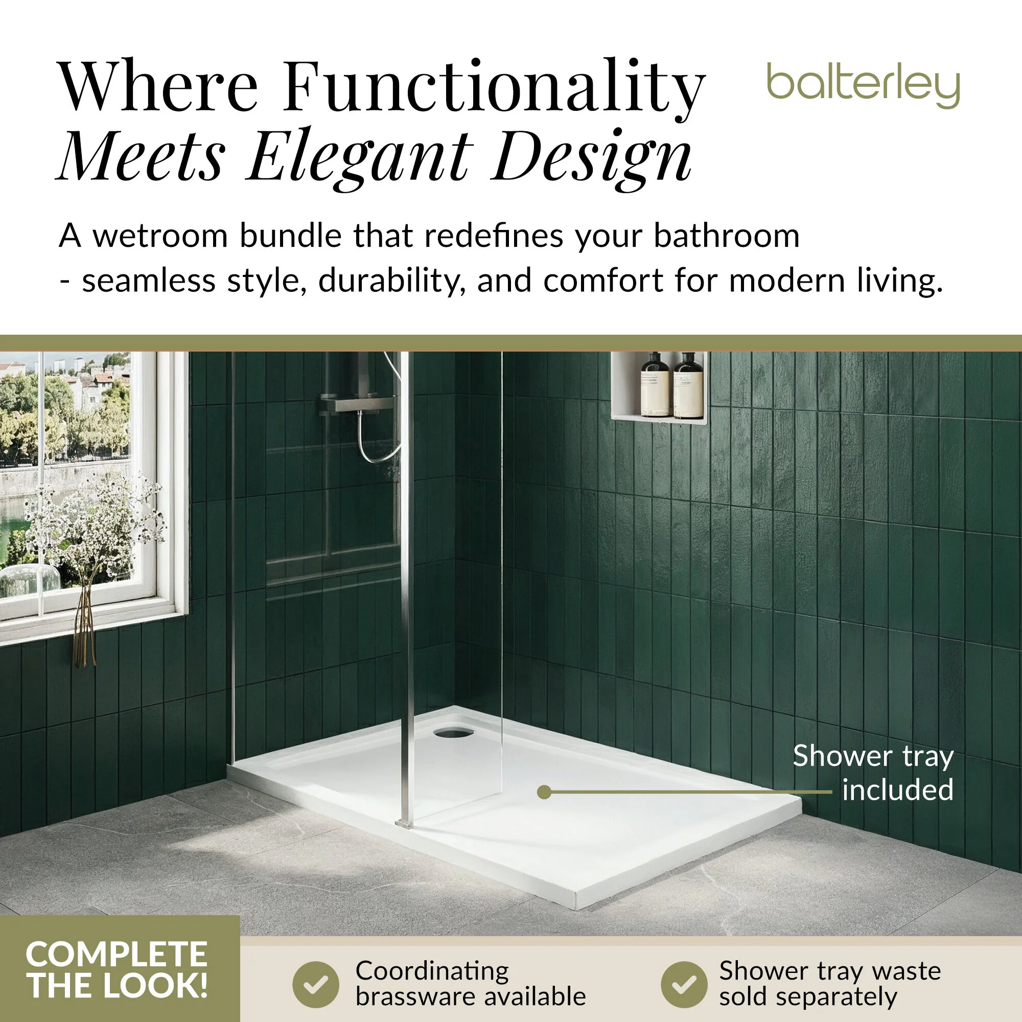 Contemporary 8mm Glass Walk In Wetroom Screen and Hinged Return Screen and Shower Tray - Choice of Size and Finish - Image 198