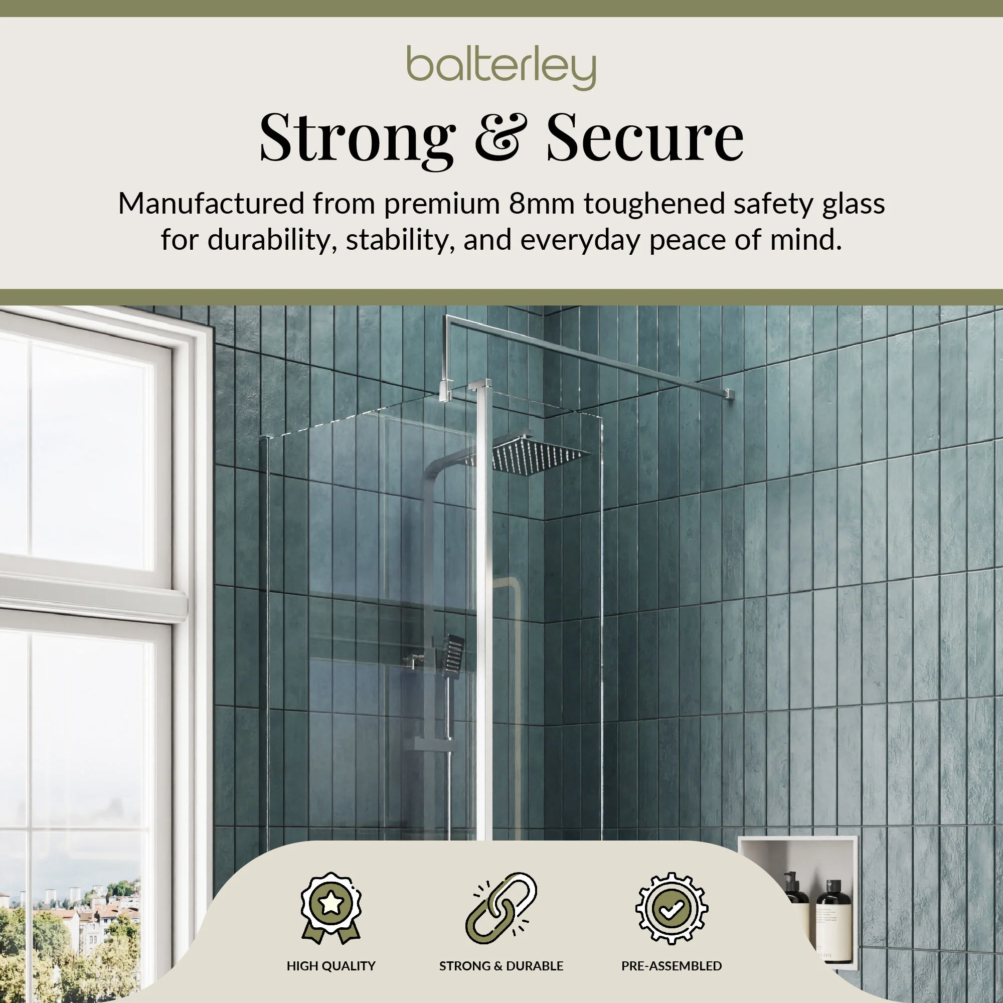Contemporary 8mm Glass Walk In Wetroom Screen and Hinged Return Screen and Shower Tray - Choice of Size and Finish - Image 200