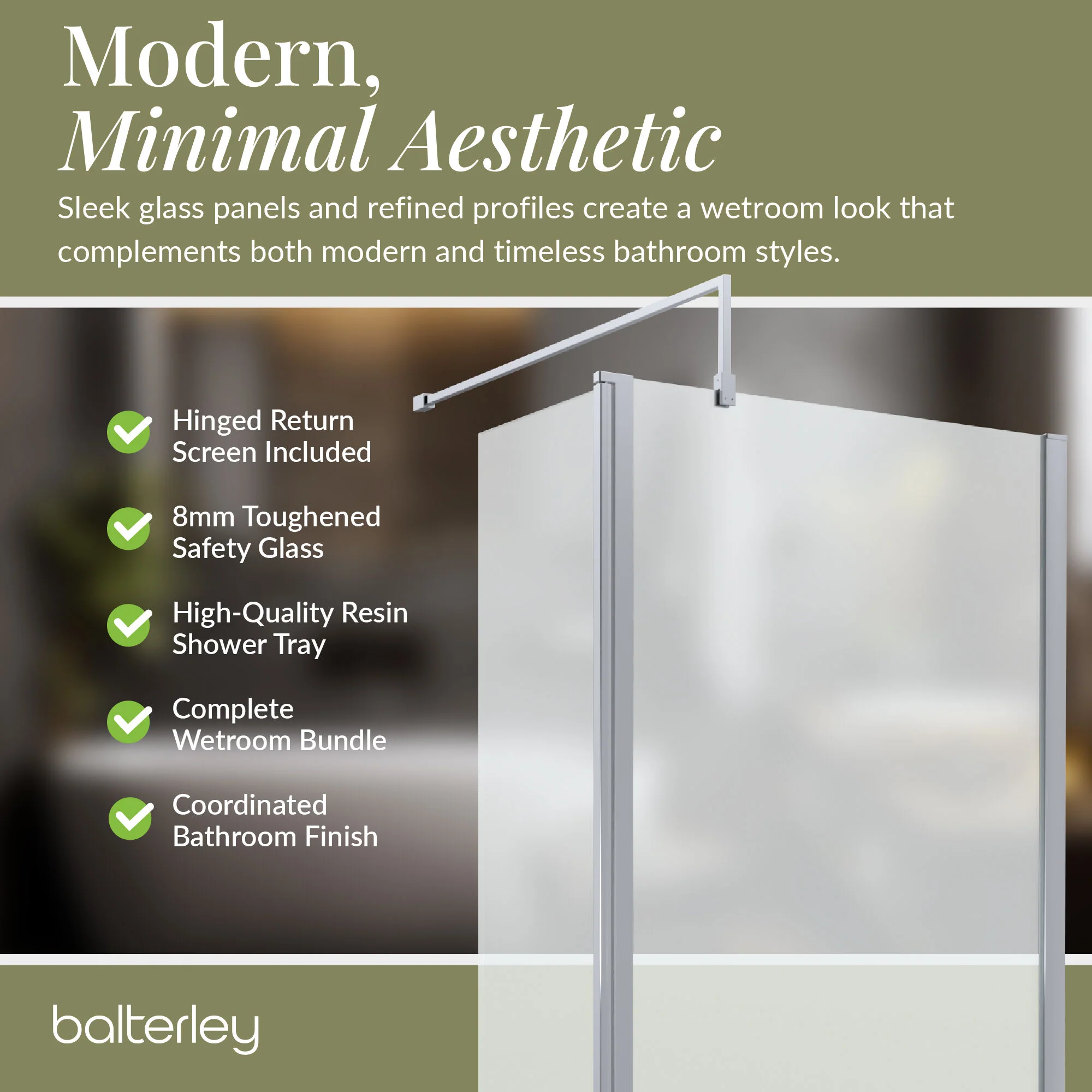 Contemporary 8mm Glass Walk In Wetroom Screen and Hinged Return Screen and Shower Tray - Choice of Size and Finish - Image 202