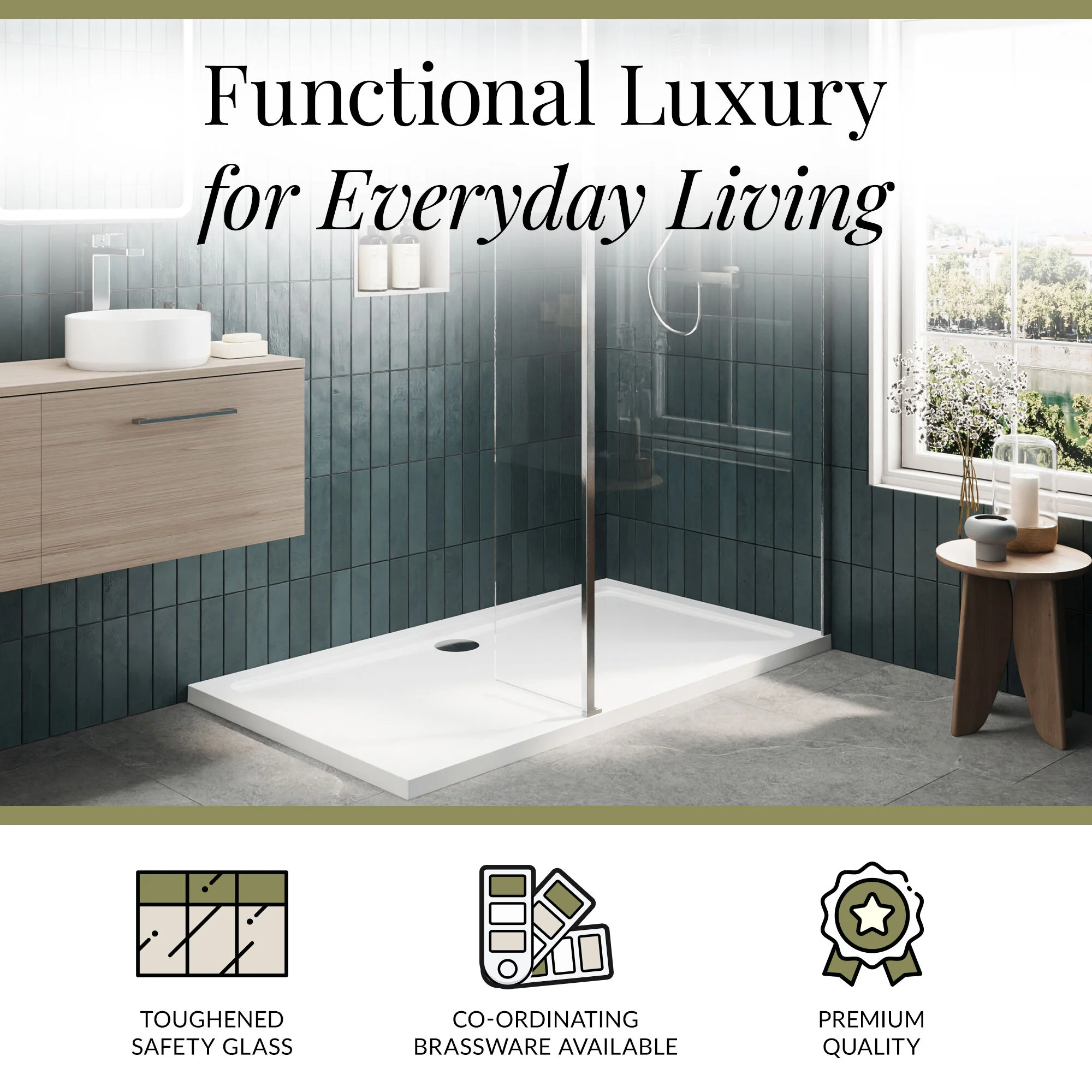 Contemporary 8mm Glass Walk In Wetroom Screen and Hinged Return Screen and Shower Tray - Choice of Size and Finish - Image 213