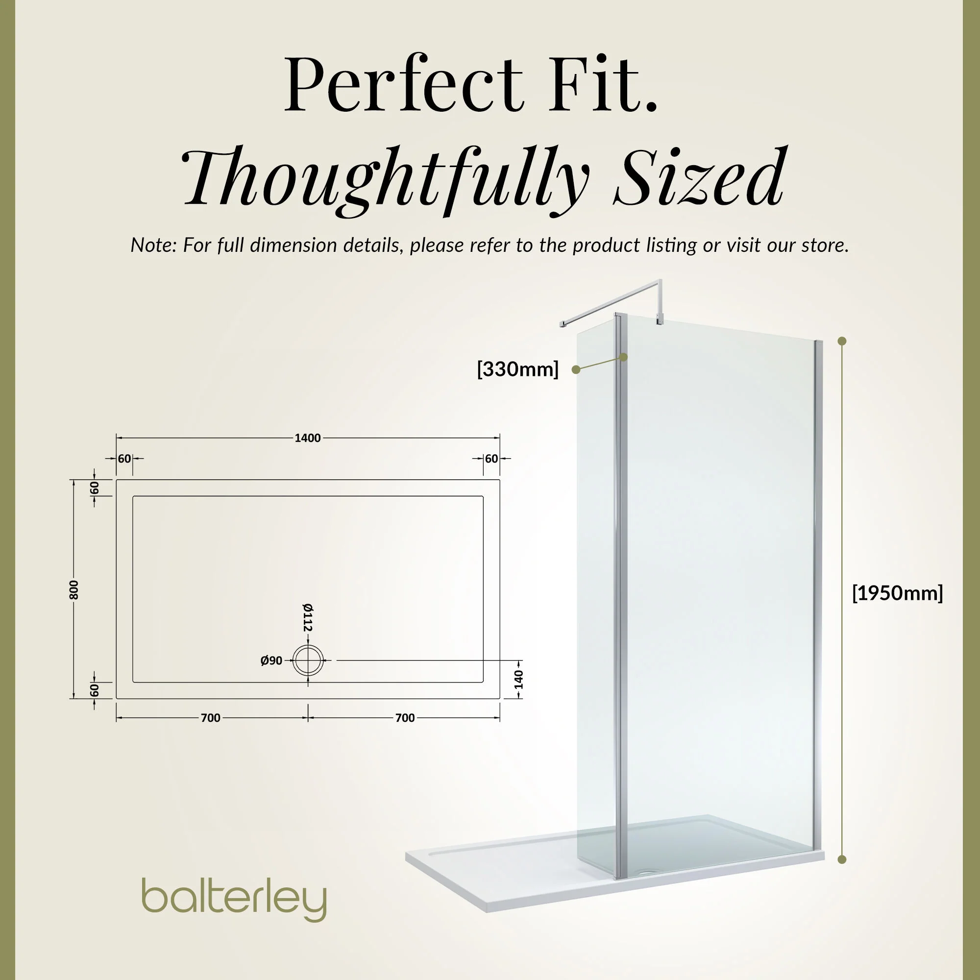 Contemporary 8mm Glass Walk In Wetroom Screen and Hinged Return Screen and Shower Tray - Choice of Size and Finish - Image 215