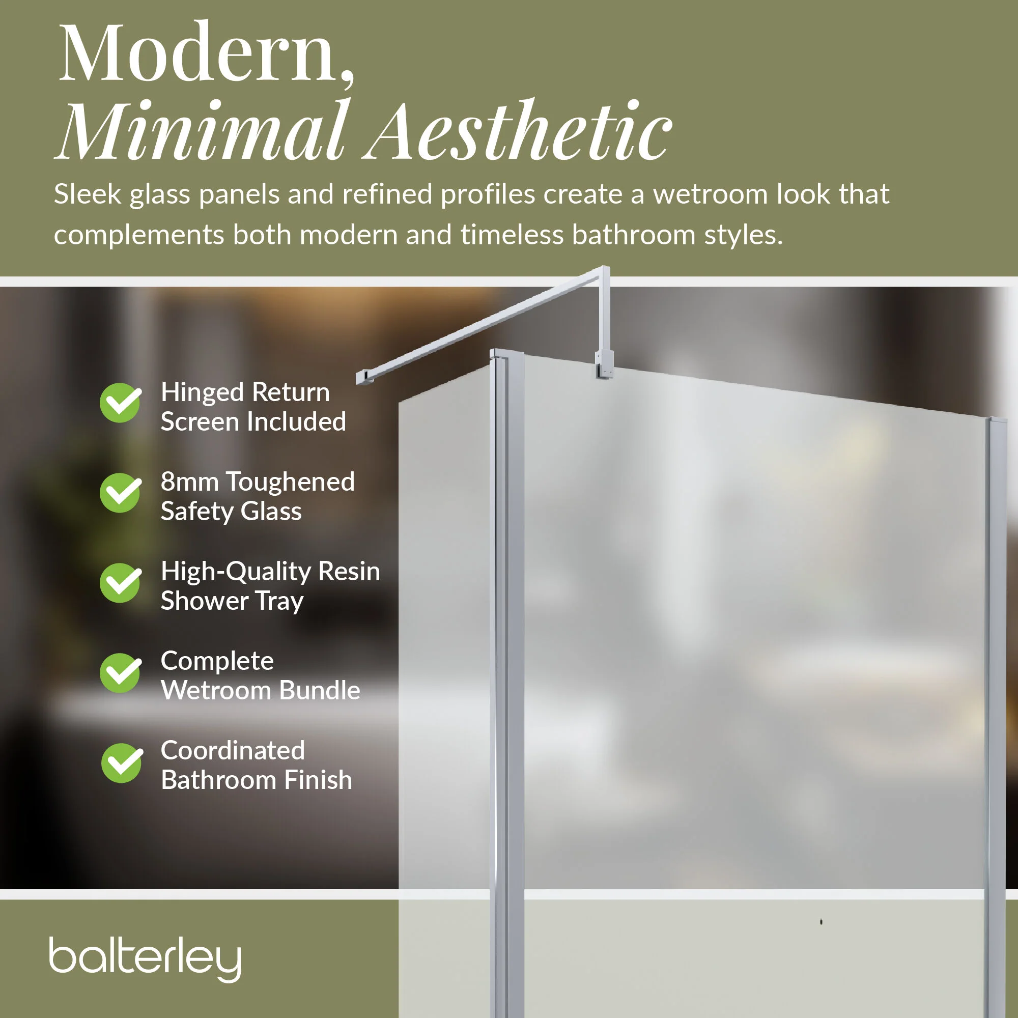 Contemporary 8mm Glass Walk In Wetroom Screen and Hinged Return Screen and Shower Tray - Choice of Size and Finish - Image 221