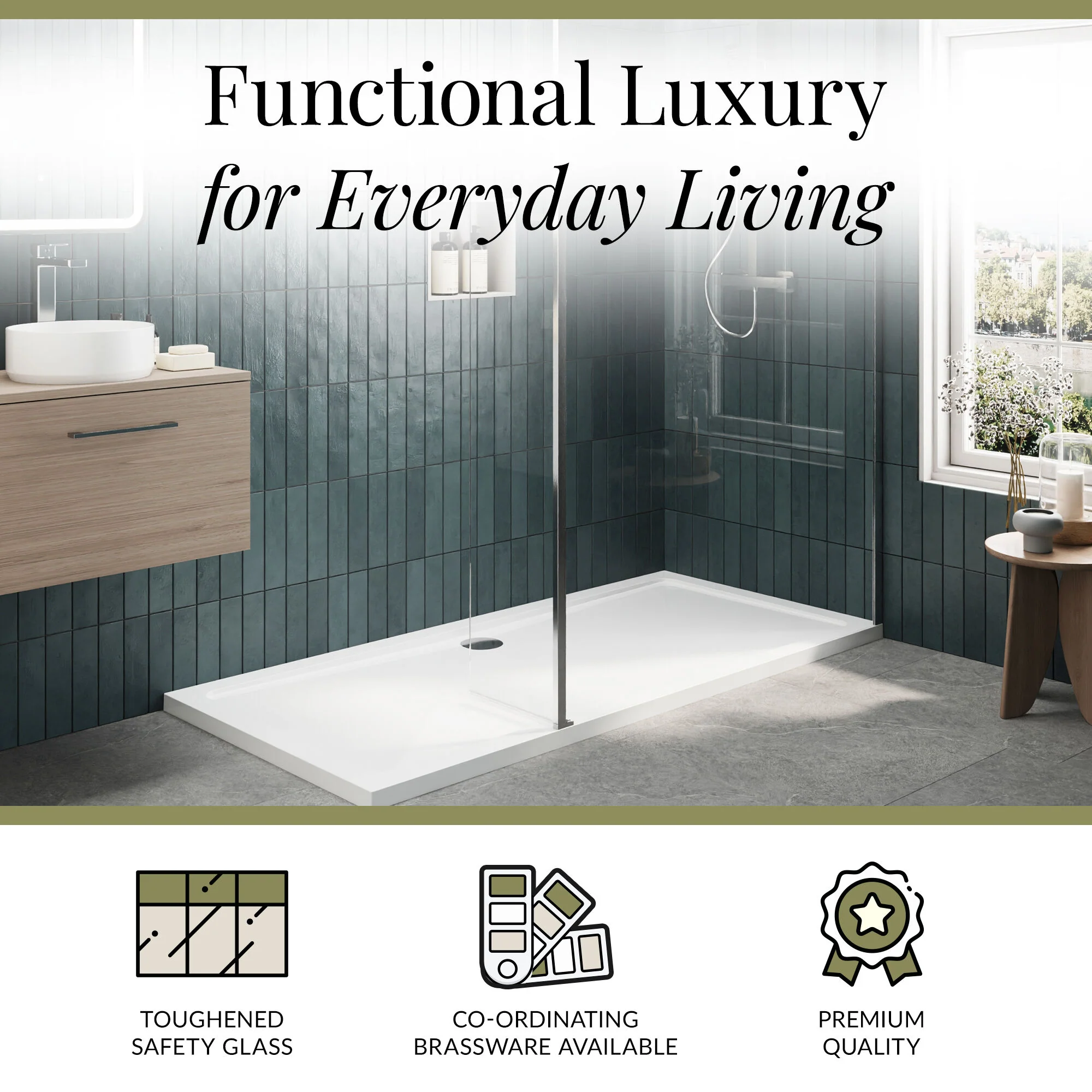 Contemporary 8mm Glass Walk In Wetroom Screen and Hinged Return Screen and Shower Tray - Choice of Size and Finish - Image 227