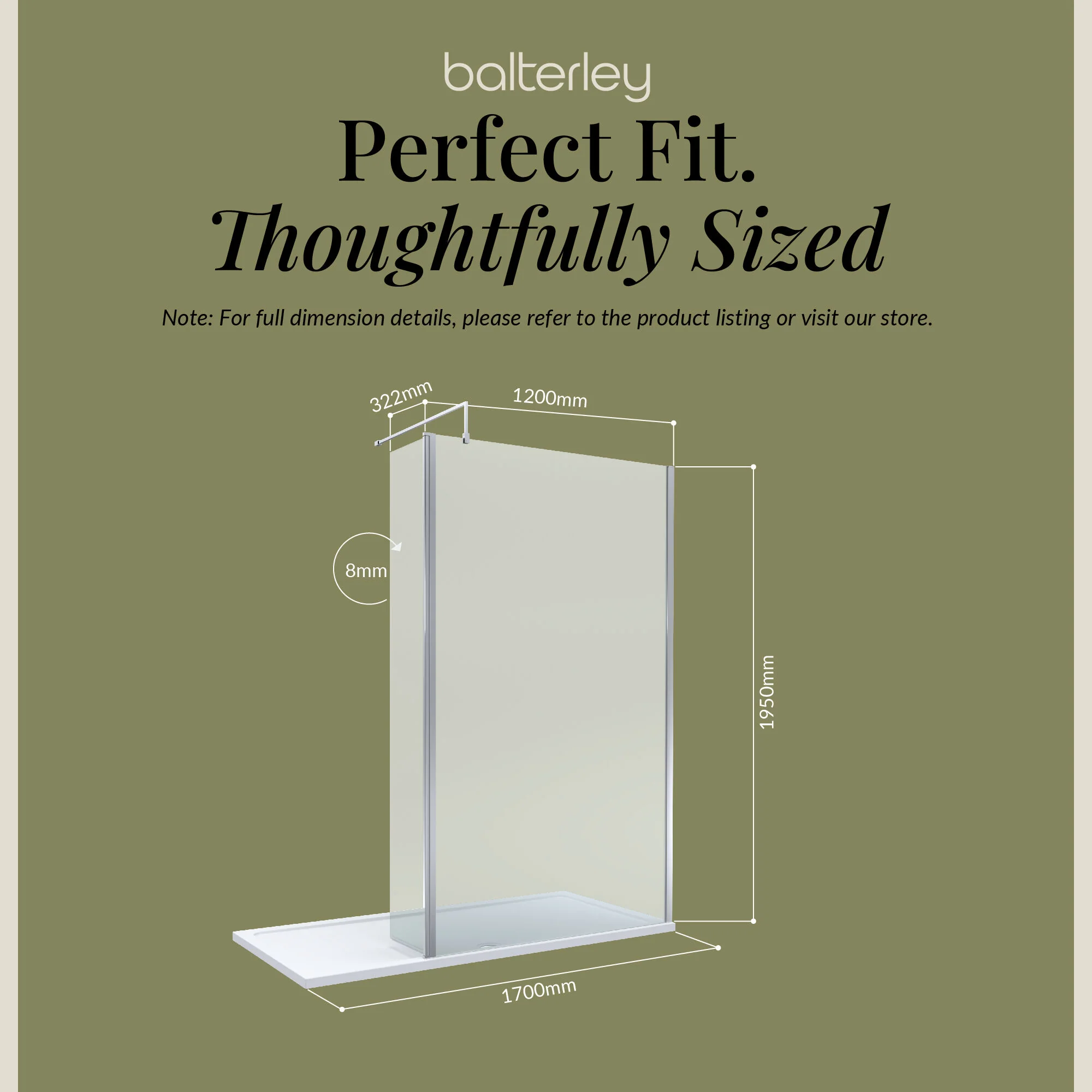Contemporary 8mm Glass Walk In Wetroom Screen and Hinged Return Screen and Shower Tray - Choice of Size and Finish - Image 229