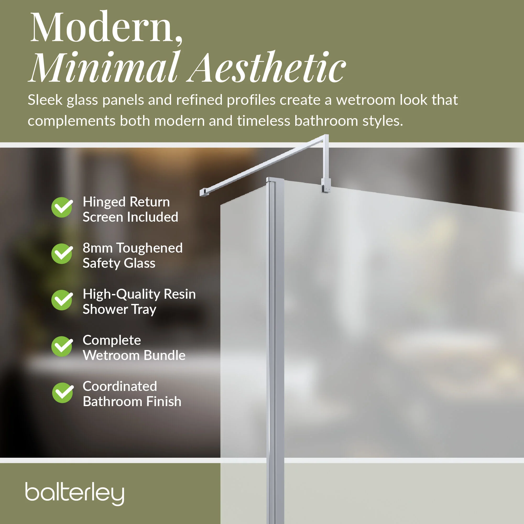 Contemporary 8mm Glass Walk In Wetroom Screen and Hinged Return Screen and Shower Tray - Choice of Size and Finish - Image 233