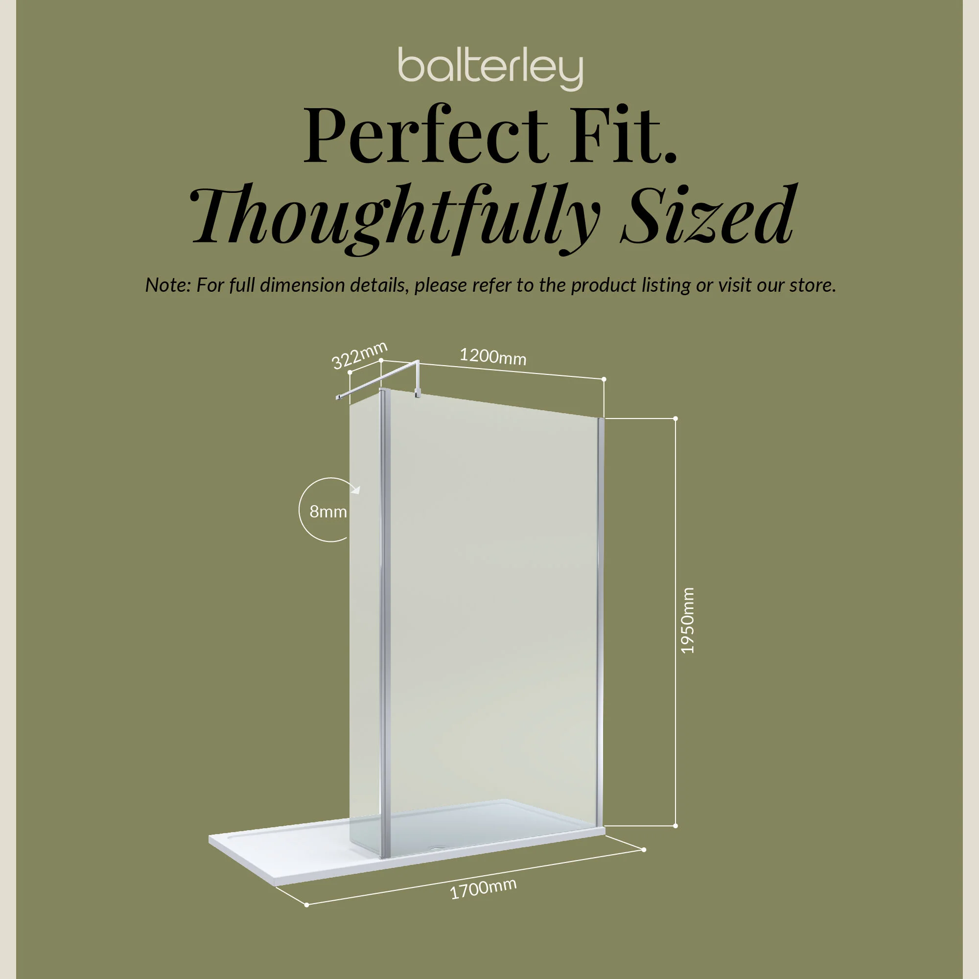 Contemporary 8mm Glass Walk In Wetroom Screen and Hinged Return Screen and Shower Tray - Choice of Size and Finish - Image 234