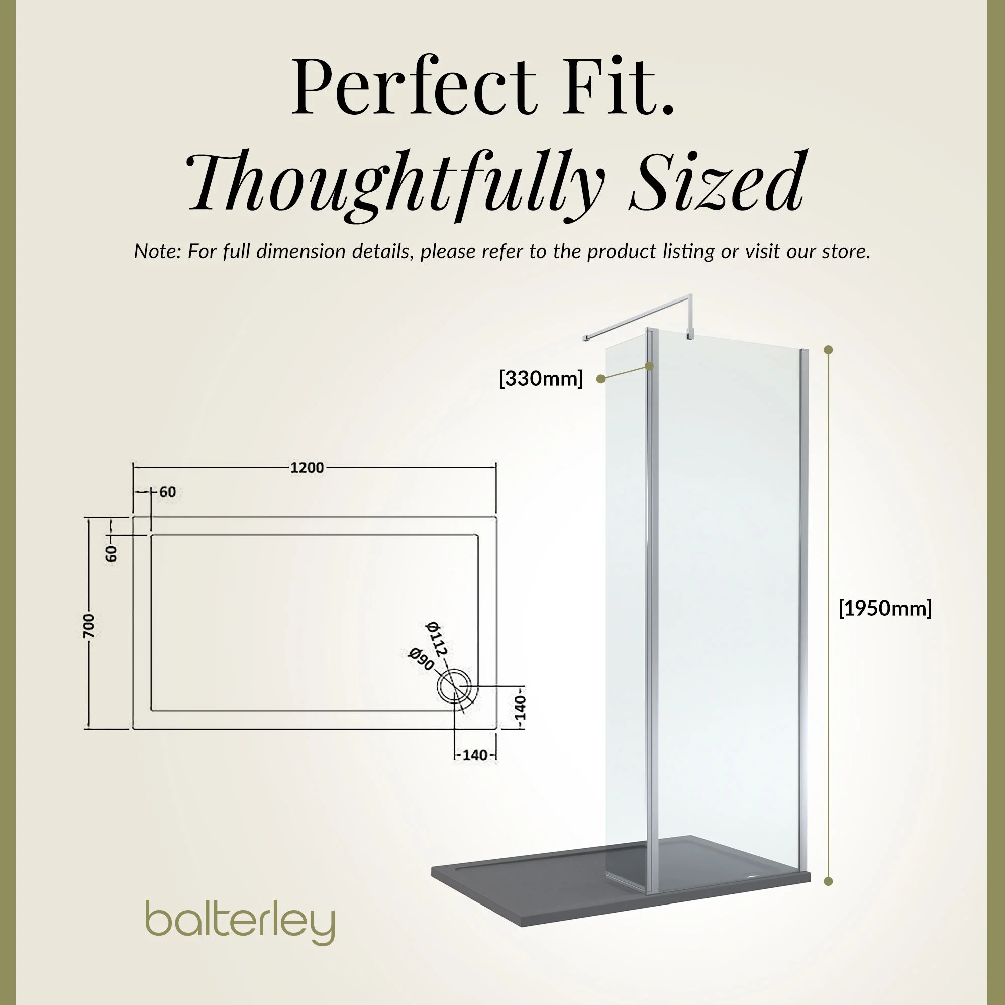 Contemporary 8mm Glass Walk In Wetroom Screen and Hinged Return Screen and Shower Tray - Choice of Size and Finish - Image 241