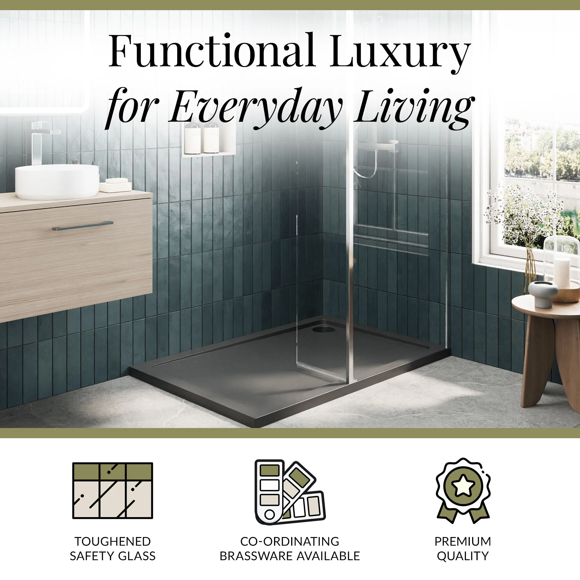 Contemporary 8mm Glass Walk In Wetroom Screen and Hinged Return Screen and Shower Tray - Choice of Size and Finish - Image 242