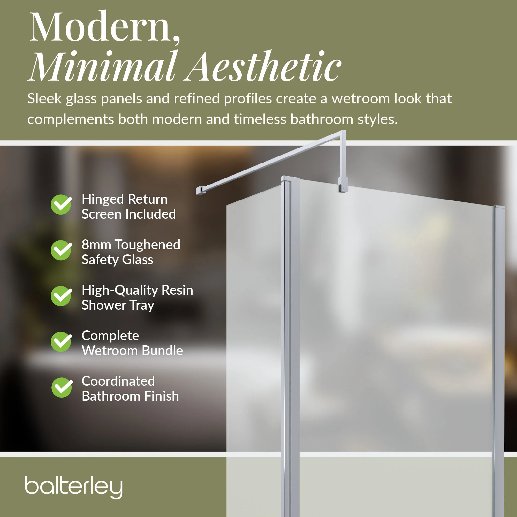 Contemporary 8mm Glass Walk In Wetroom Screen and Hinged Return Screen and Shower Tray - Choice of Size and Finish - Image 247